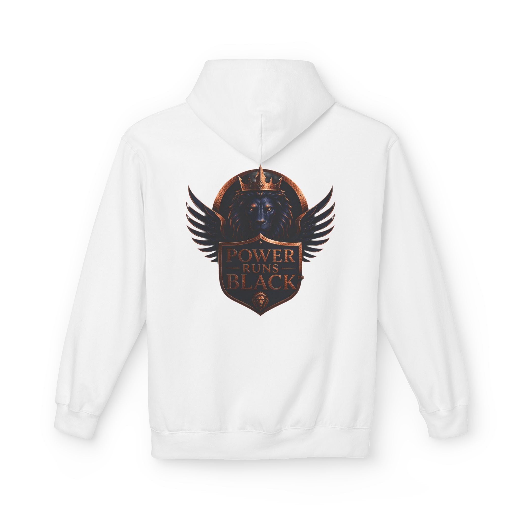 Power Runs Black crest hoodie | medieval shield with lions and wings by Power Runs Black