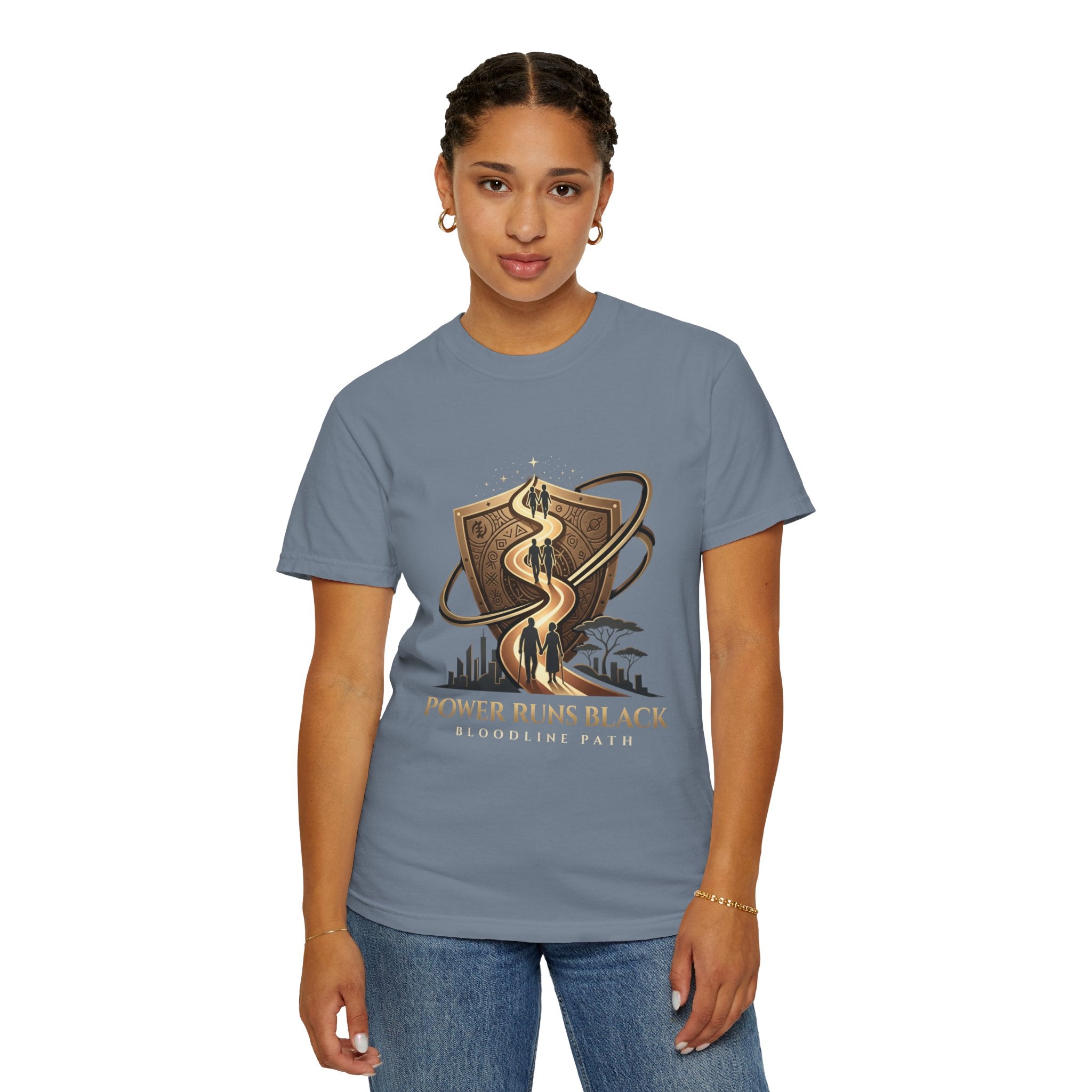PRB Shield City Skyline Graphic T-Shirt | Serpent Emblem Streetwear Tee by Printify