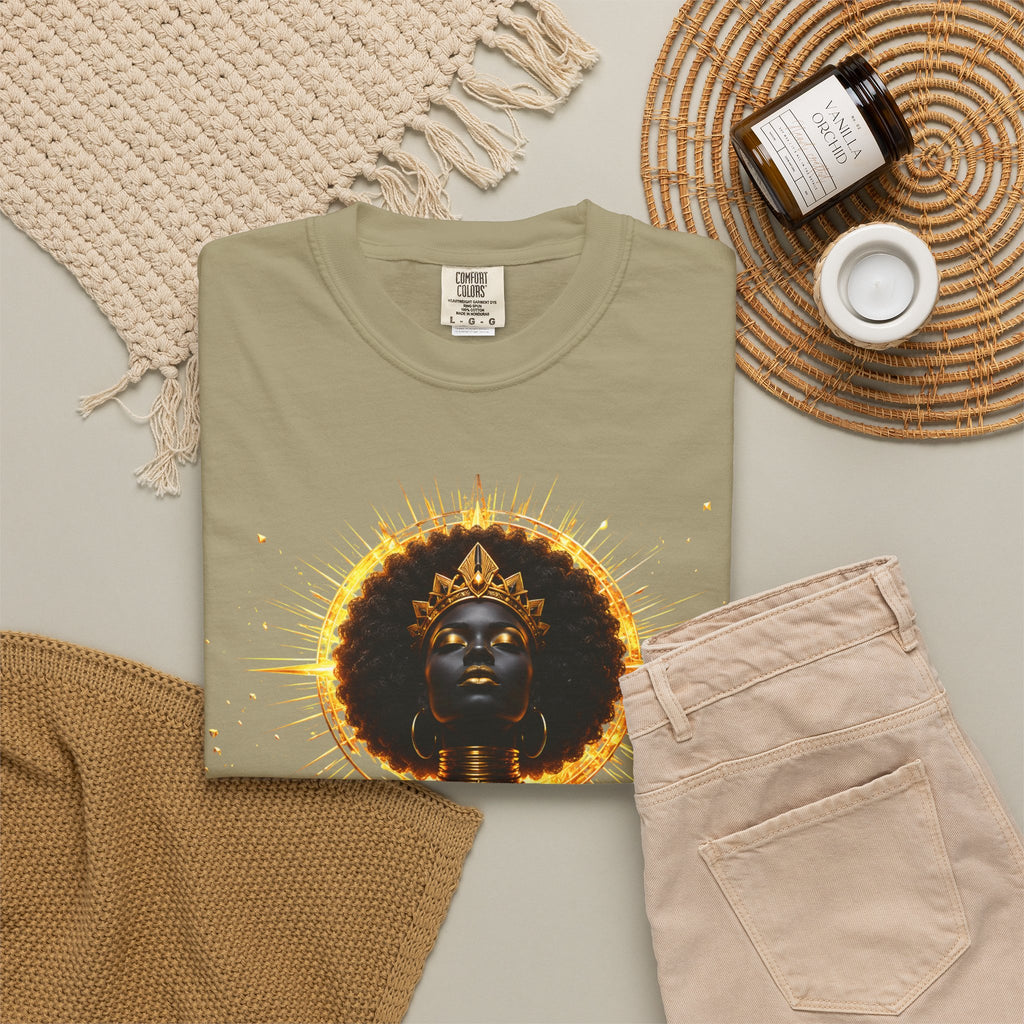 Power Runs Black goddess illustration T-Shirt | Afrocentric black pride design by Power Runs Black