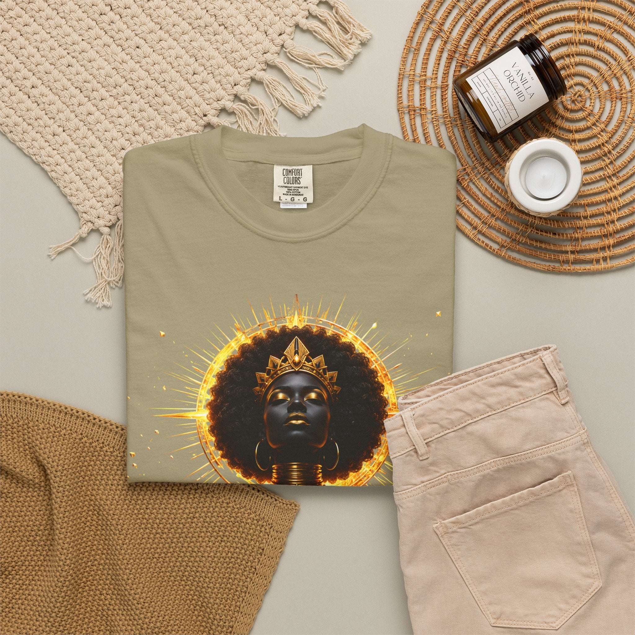 Power Runs Black goddess illustration T-Shirt | Afrocentric black pride design by Power Runs Black