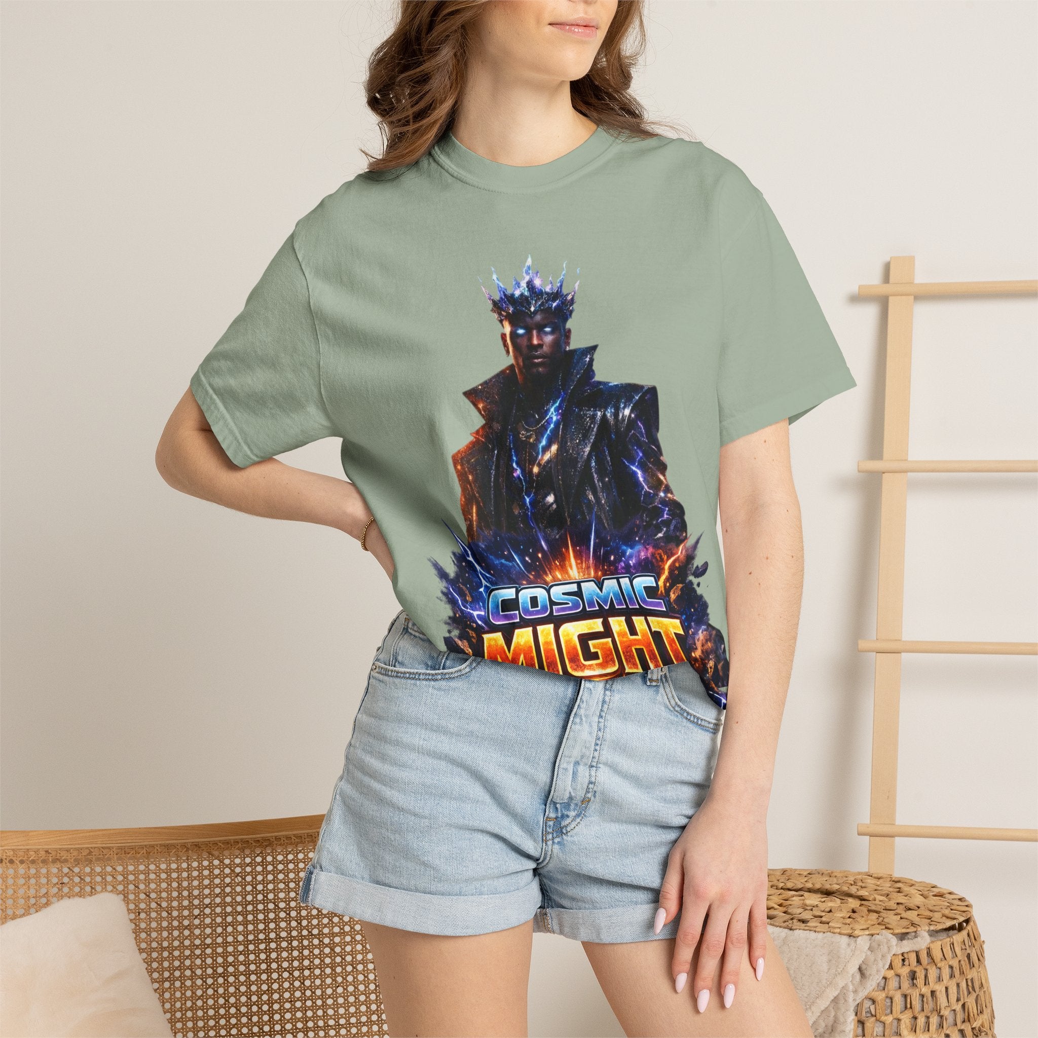 PRB Cosmic Might Unleashed T-shirt | Space Warrior Graphic Tee by Power Runs Black