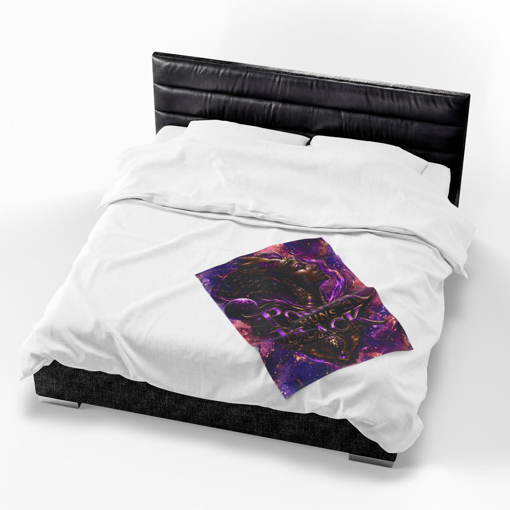 Power Runs Black Velveteen Plush Blanket - "Power Runs Black" Inspirational Afrocentric Throw Blanket by Power Runs Black