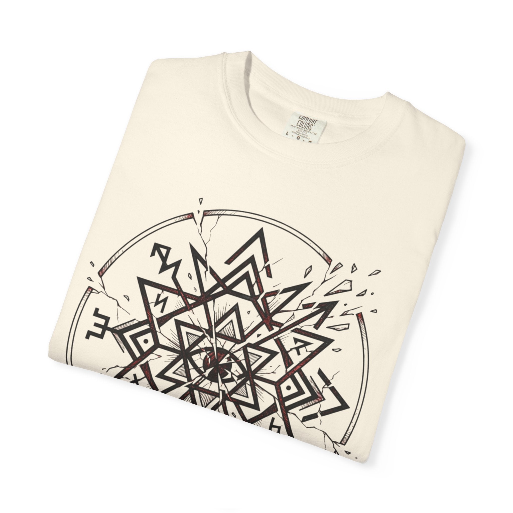 Power Runs Black PRB Eryx Tal Geometric Mandala T-Shirt — Symmetric Star Graphic Tee by Power Runs Black