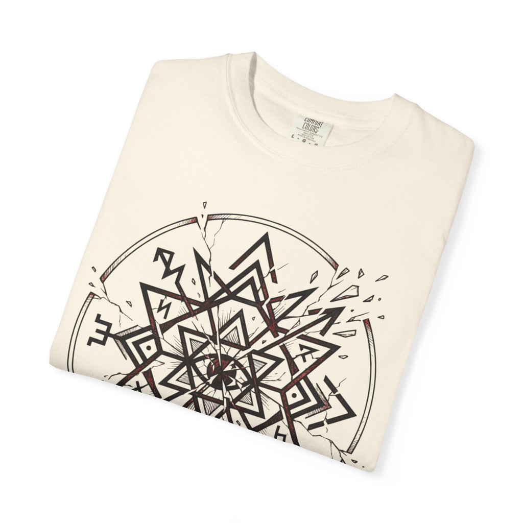 Power Runs Black PRB Eryx Tal Geometric Mandala T-Shirt — Symmetric Star Graphic Tee by Printify
