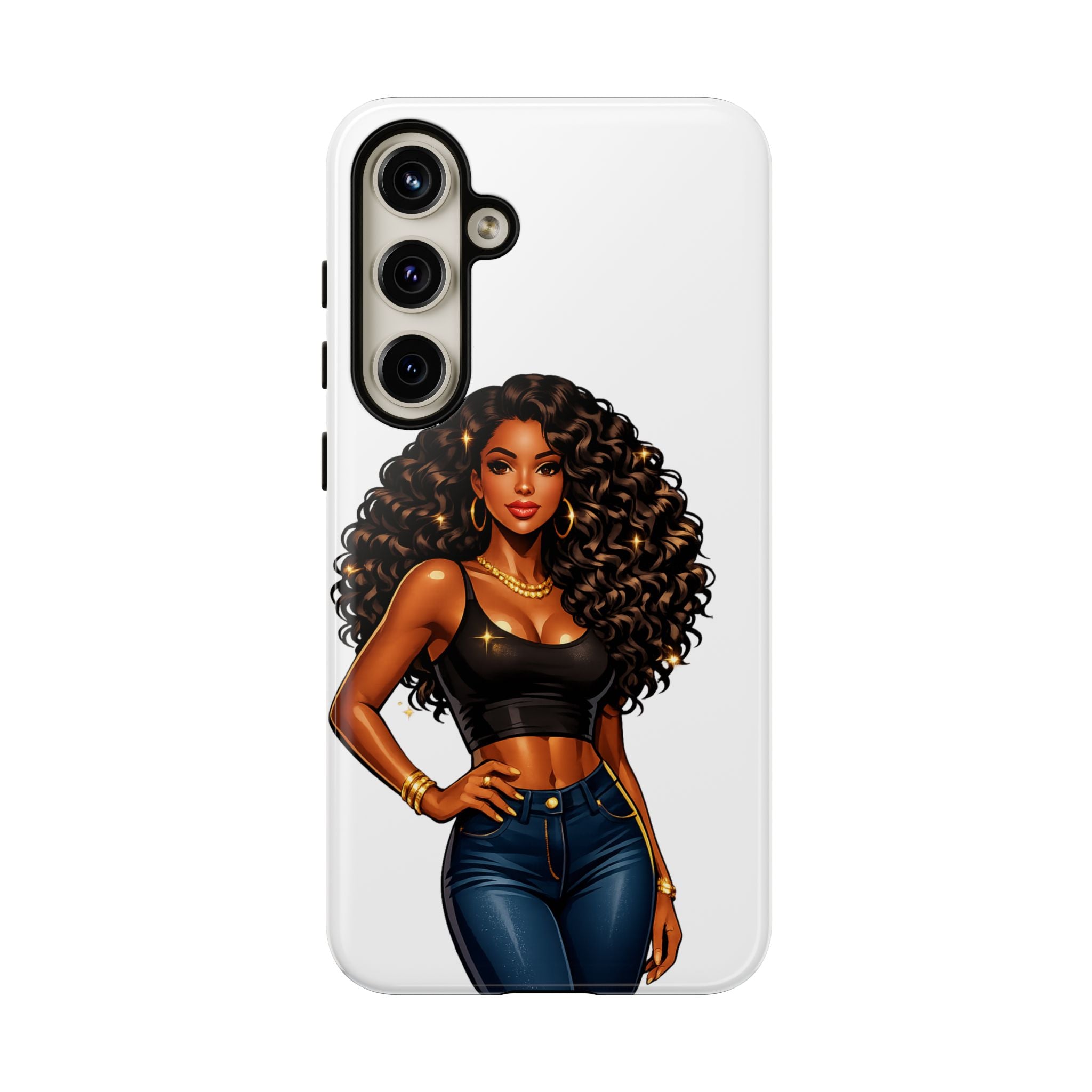 Pretty Rich Bitch by PRB Curly Hair Phone Case by Power Runs Black