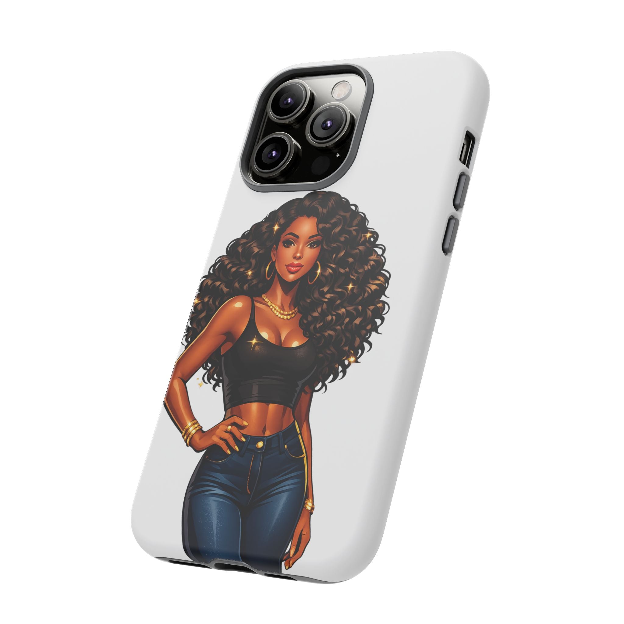 Pretty Rich Bitch by PRB Curly Hair Phone Case by Power Runs Black