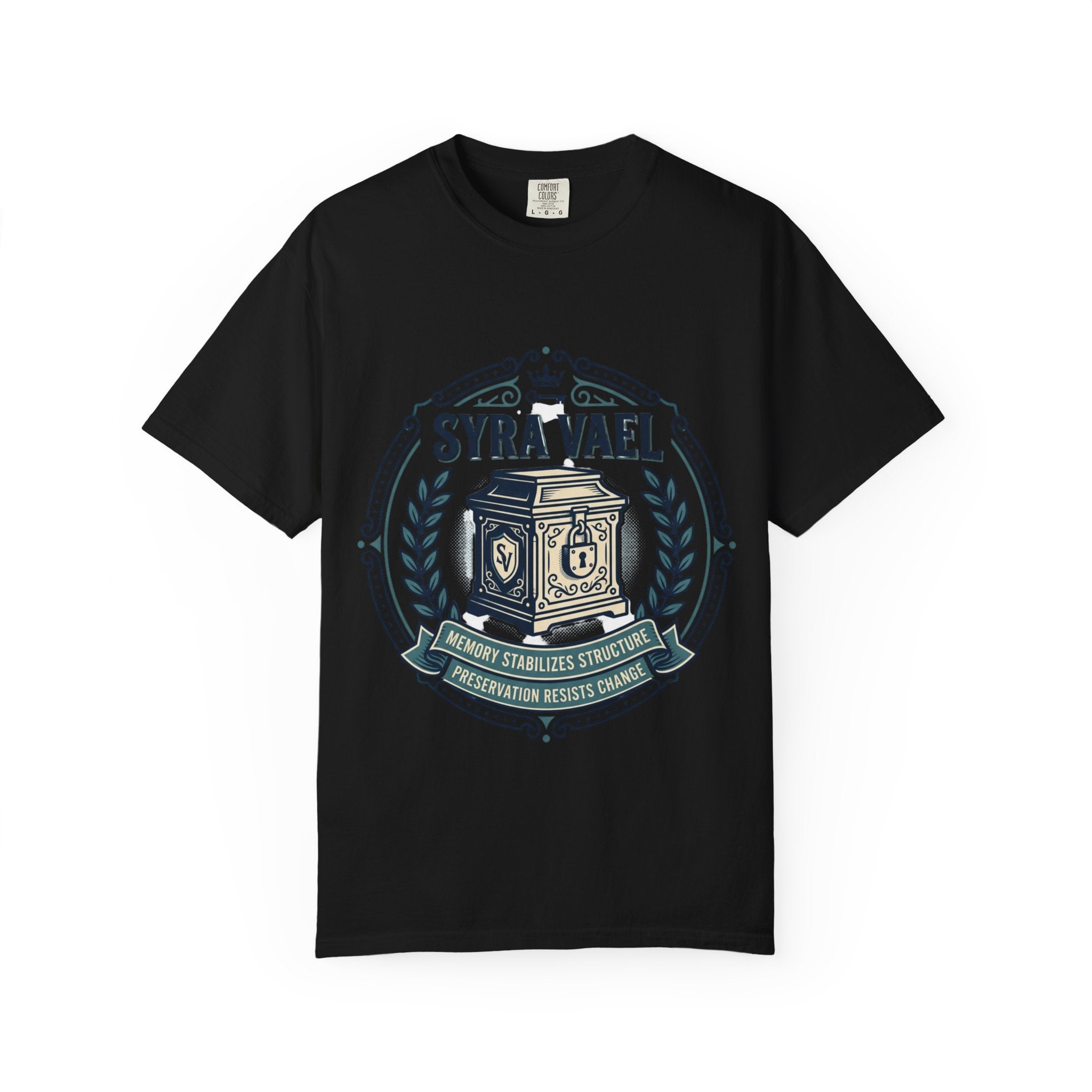 Power Runs Black PRB — Syra Vael Vintage Crest Tee by Power Runs Black