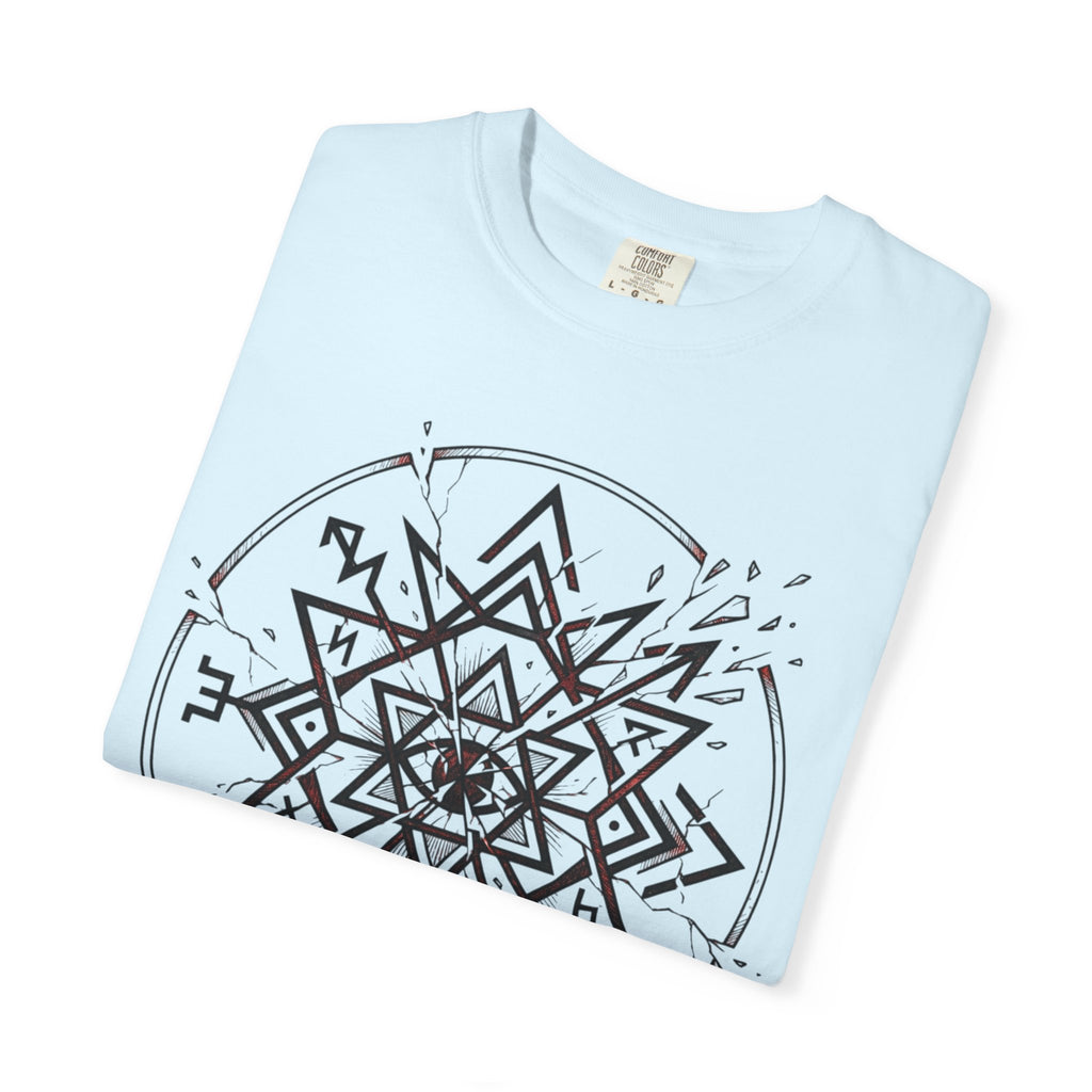 Power Runs Black PRB Eryx Tal Geometric Mandala T-Shirt — Symmetric Star Graphic Tee by Printify