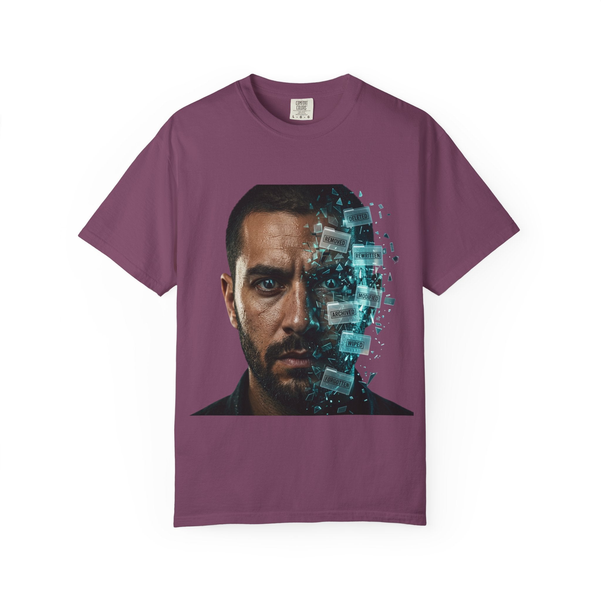 Syndication Loop Cyberpunk Portrait Tee — Tech-Noir Graphic T-Shirt | Power Runs Black by Printify