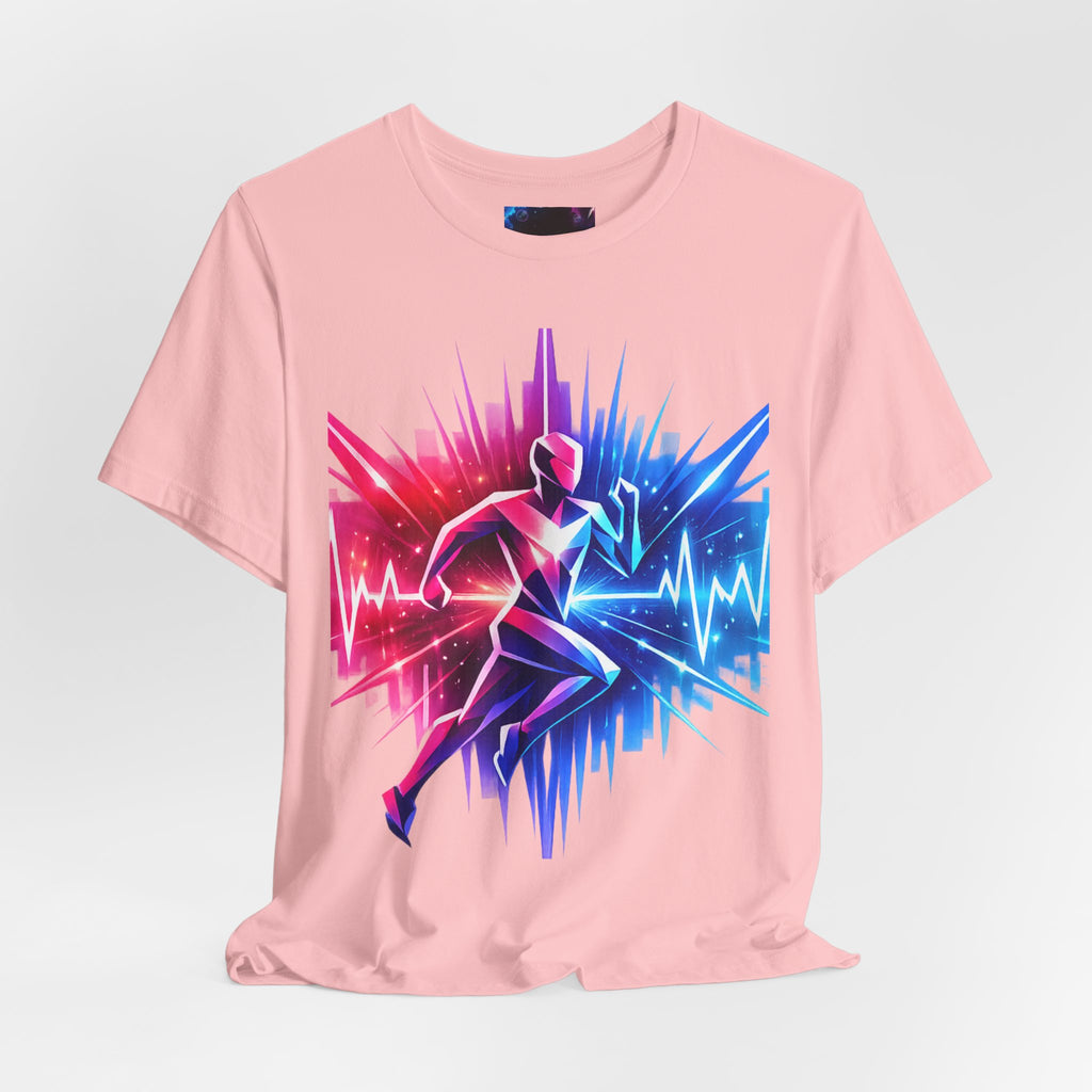Power Runs Black PRB Running Pulse Graphic Tee — Neon Runner Heartbeat Sports T‑Shirt by Power Runs Black