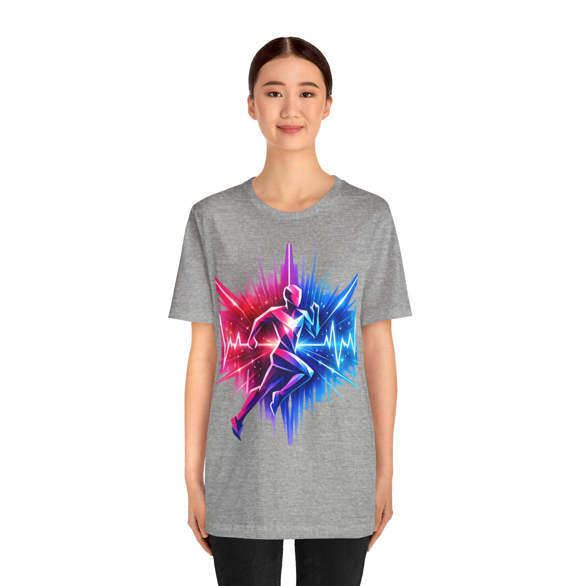 Power Runs Black PRB Running Pulse Graphic Tee — Neon Runner Heartbeat Sports T‑Shirt by Power Runs Black