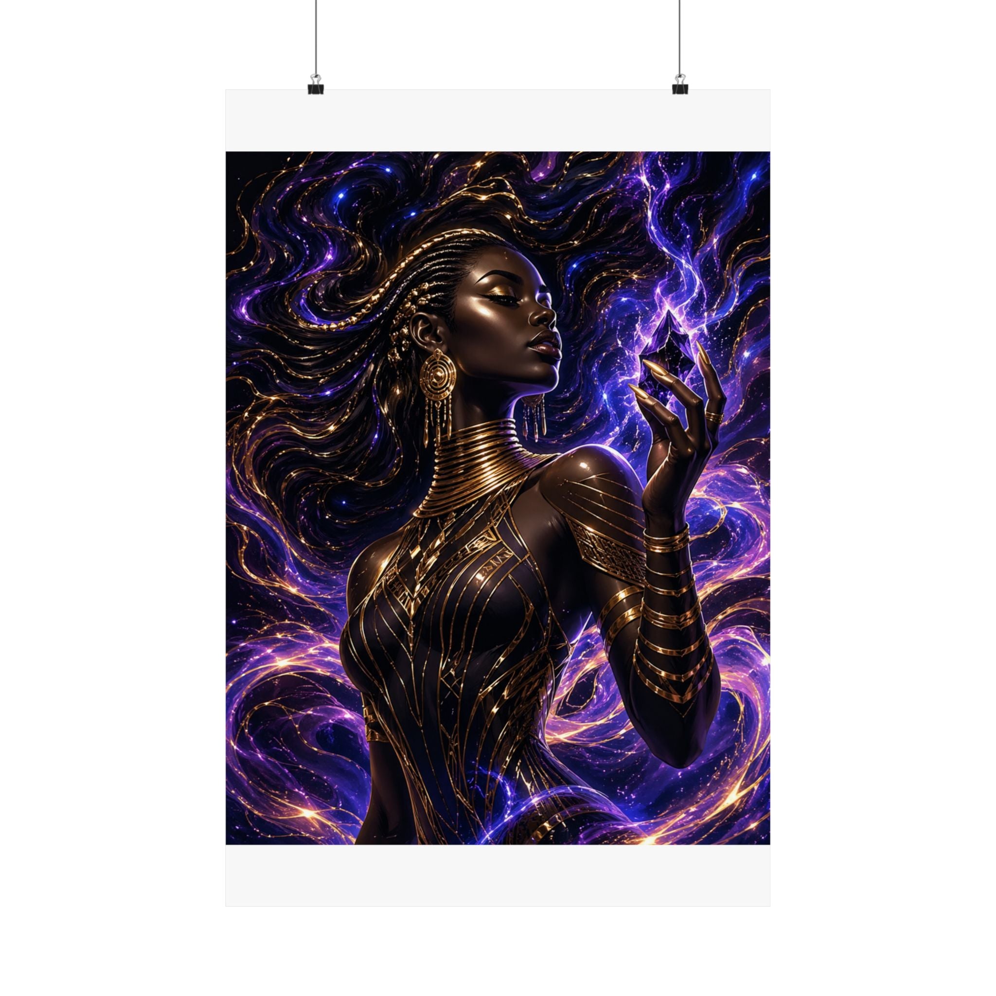 Power Runs Black Cosmic Goddess Matte Poster by Power Runs Black