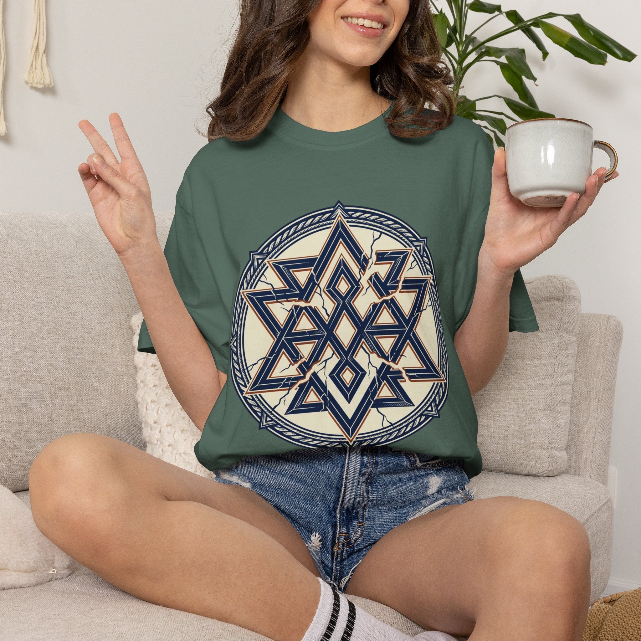Power Runs Black PRB Geometric Star Mandala T-Shirt — "Control Fractures the Flow" Graphic Tee by Power Runs Black