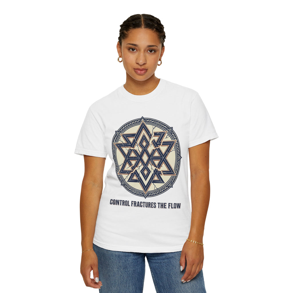 Power Runs Black PRB Geometric Star Mandala T-Shirt — "Control Fractures the Flow" Graphic Tee by Power Runs Black