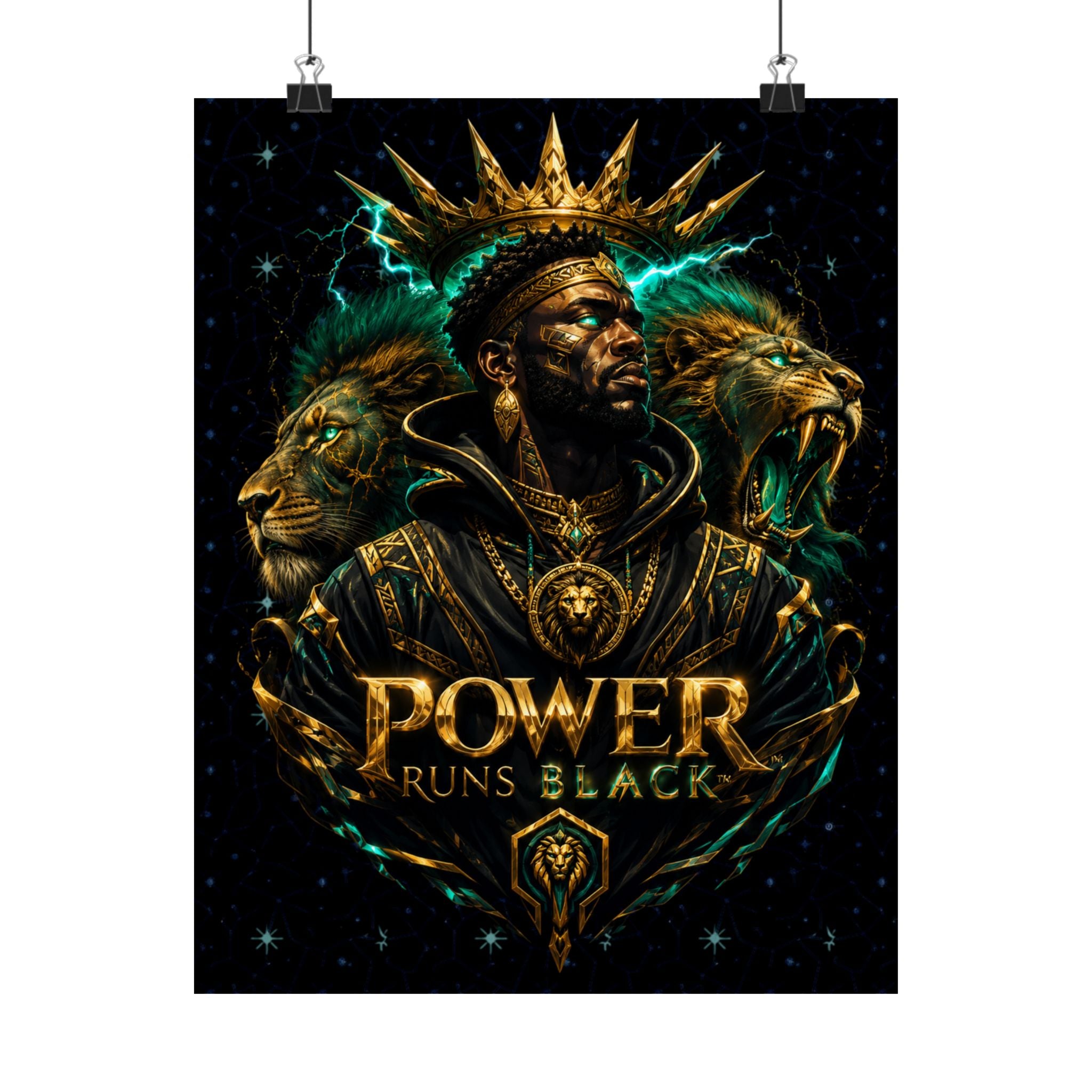 Power Runs Black Poster — Regal Black King Art Matte Vertical Print by Power Runs Black