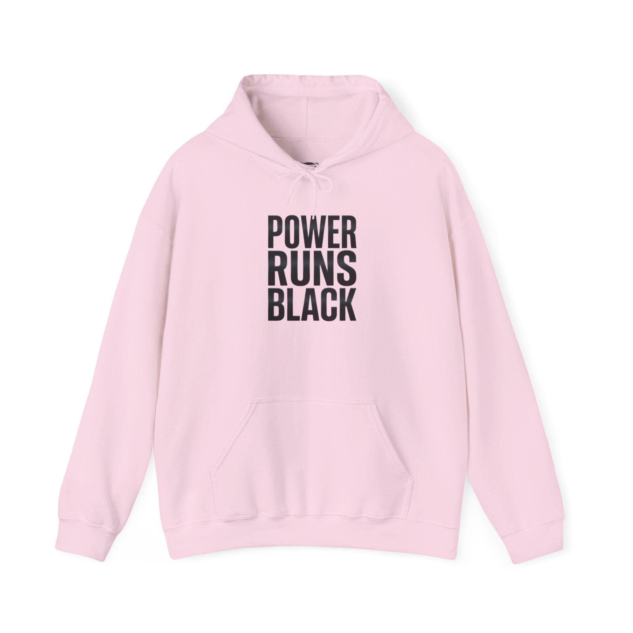 Power Runs Black Hoodie — Bold Graphic Athletic Streetwear by Printify
