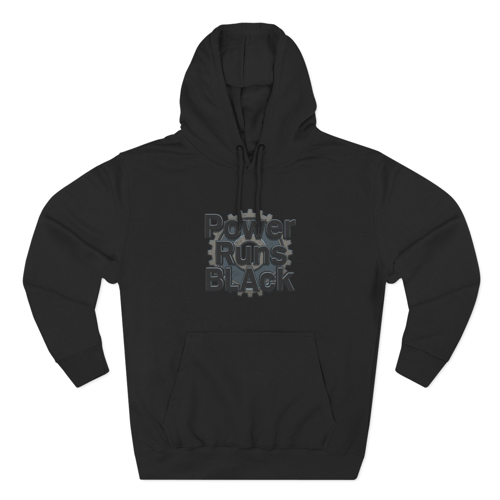 PRB Built of Power Graphic Hoodie — ‘Power Runs Black’ Industrial Mech Design by Power Runs Black