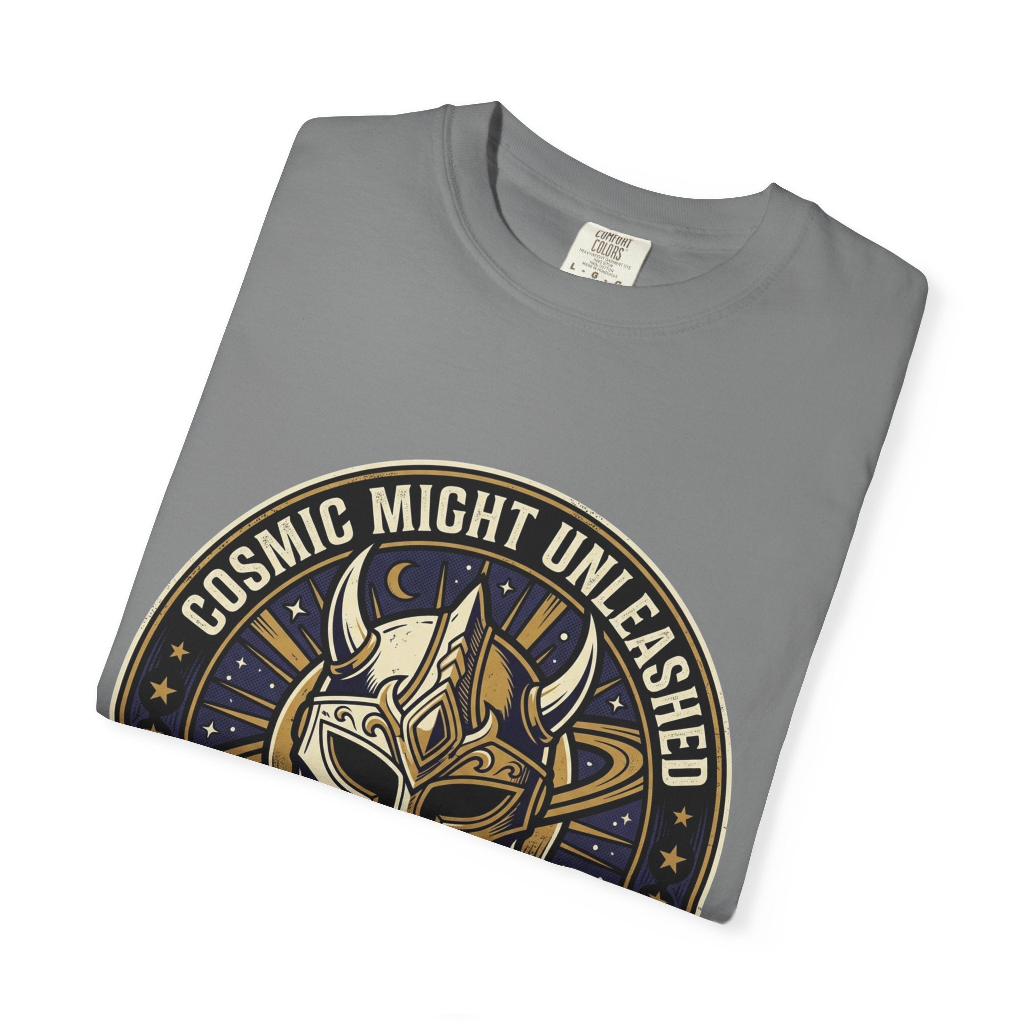 PRB Starforged Flex Cosmic Might Unleashed T-Shirt — Mythic Helmet Graphic Tee by Power Runs Black