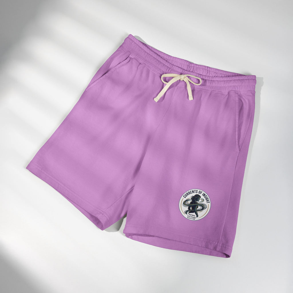Power Runs Black Lightweight Fleece Sweat Shorts — Vintage Surf Patch by Power Runs Black