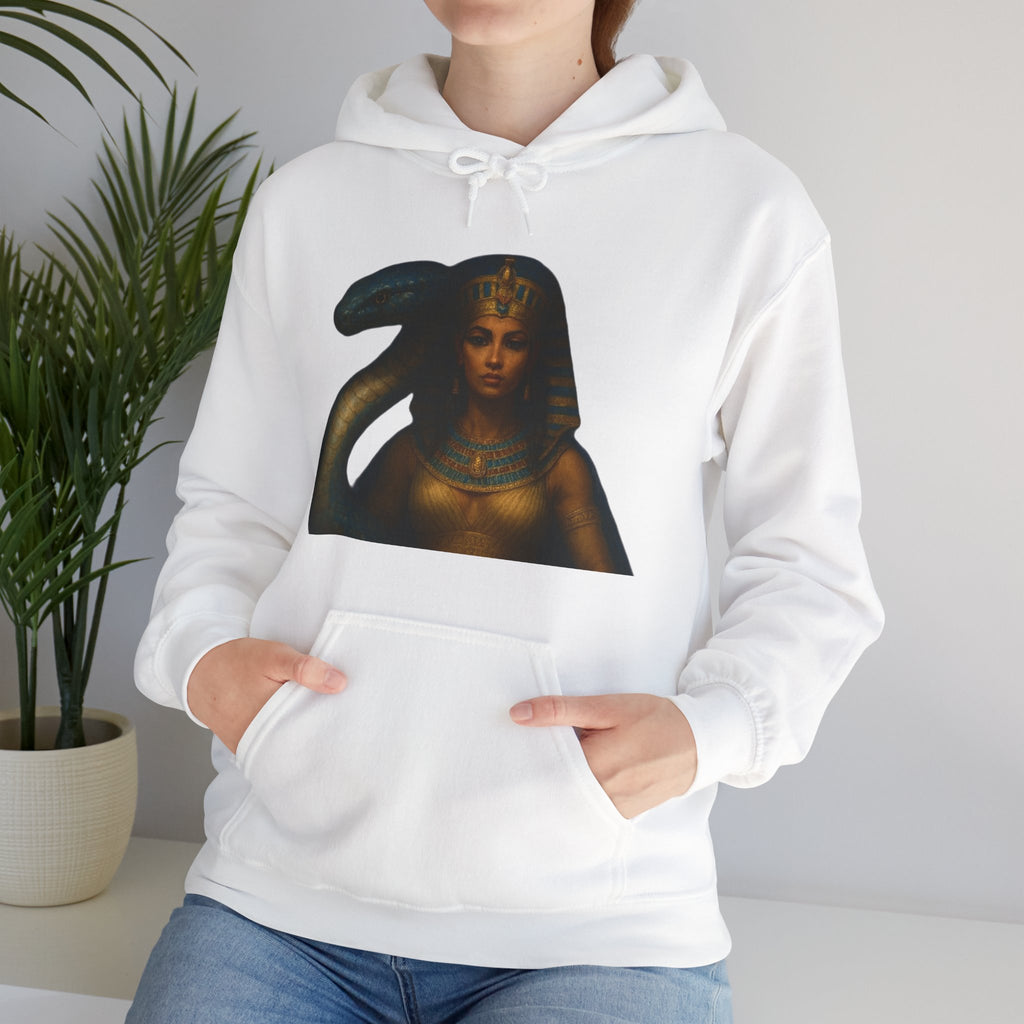 PRB Egyptian Goddess Portrait Hoodie | Serpent Headdress, Ancient Queen Art by Power Runs Black