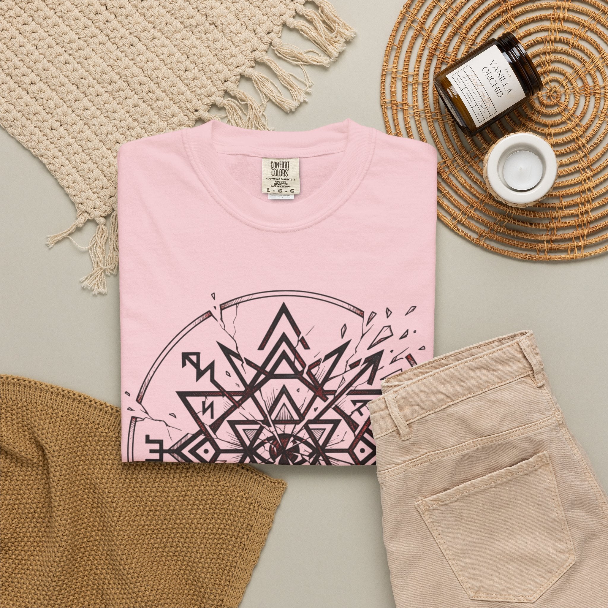 Power Runs Black PRB Eryx Tal Geometric Mandala T-Shirt — Symmetric Star Graphic Tee by Power Runs Black
