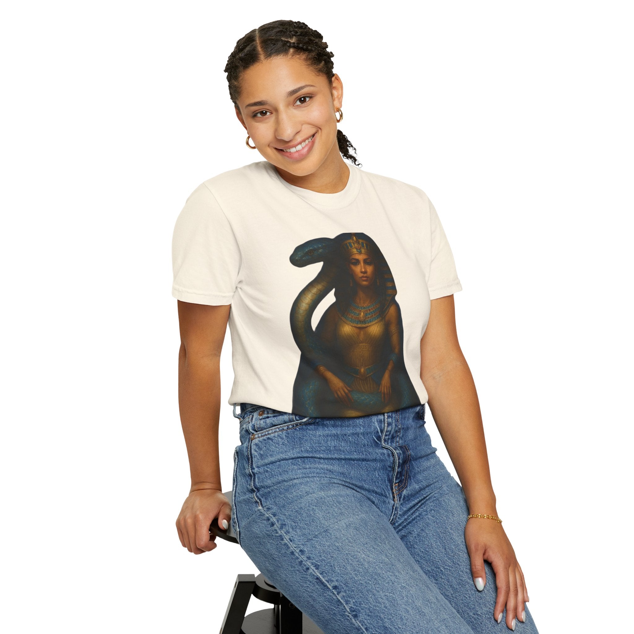 PRB Egyptian Goddess with Snake T-Shirt | Pharaoh Serpent Art Tee by Power Runs Black