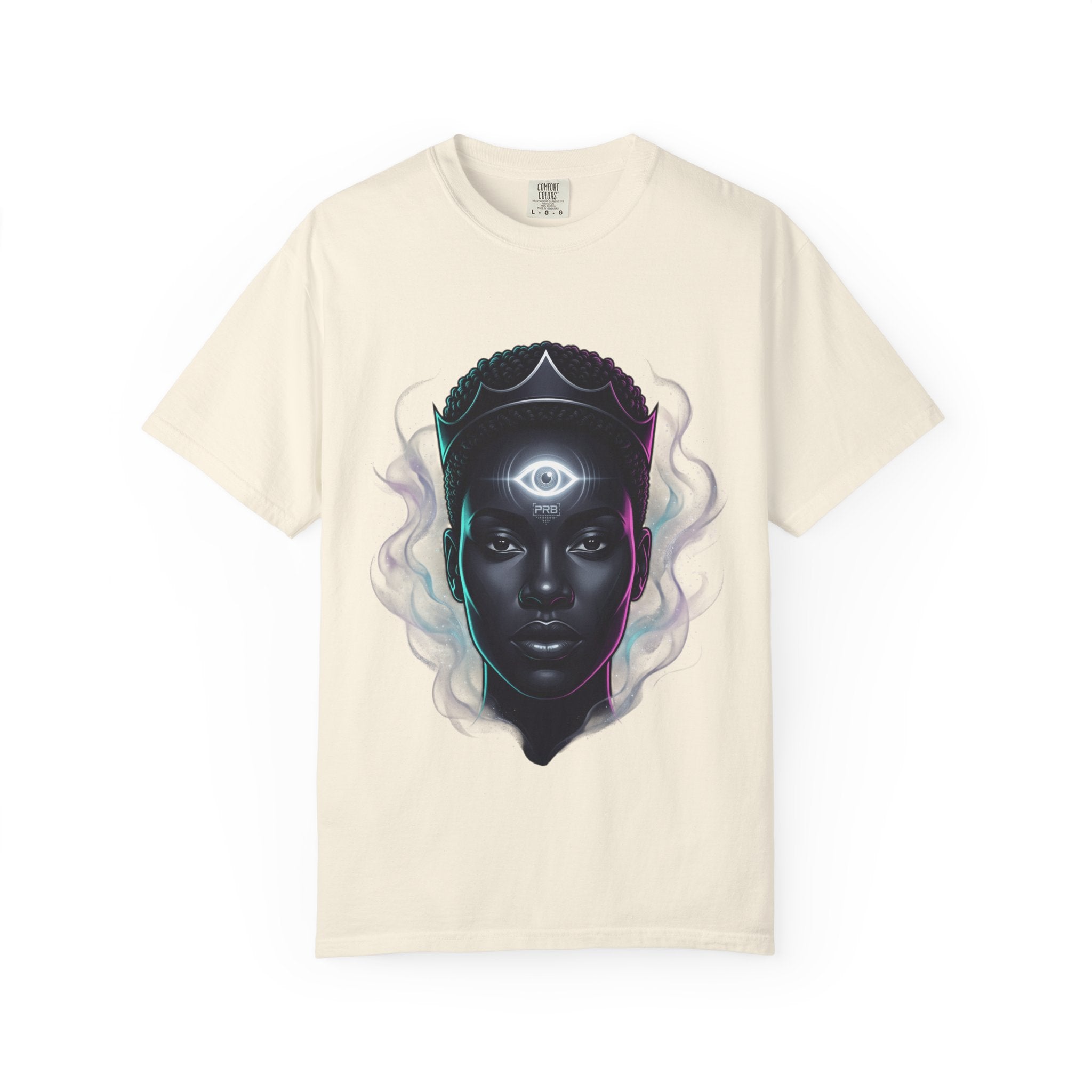 Printify PRB Third Eye Omni‑Vision Ascendant 4K Cosmic Portrait T-shirt | Mystic Black Face Artwork - T-Shirt