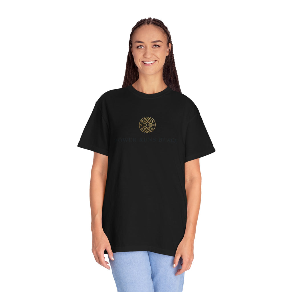 Power Runs Black PRB Graphic T-Shirt — Minimal Emblem Tee by Power Runs Black