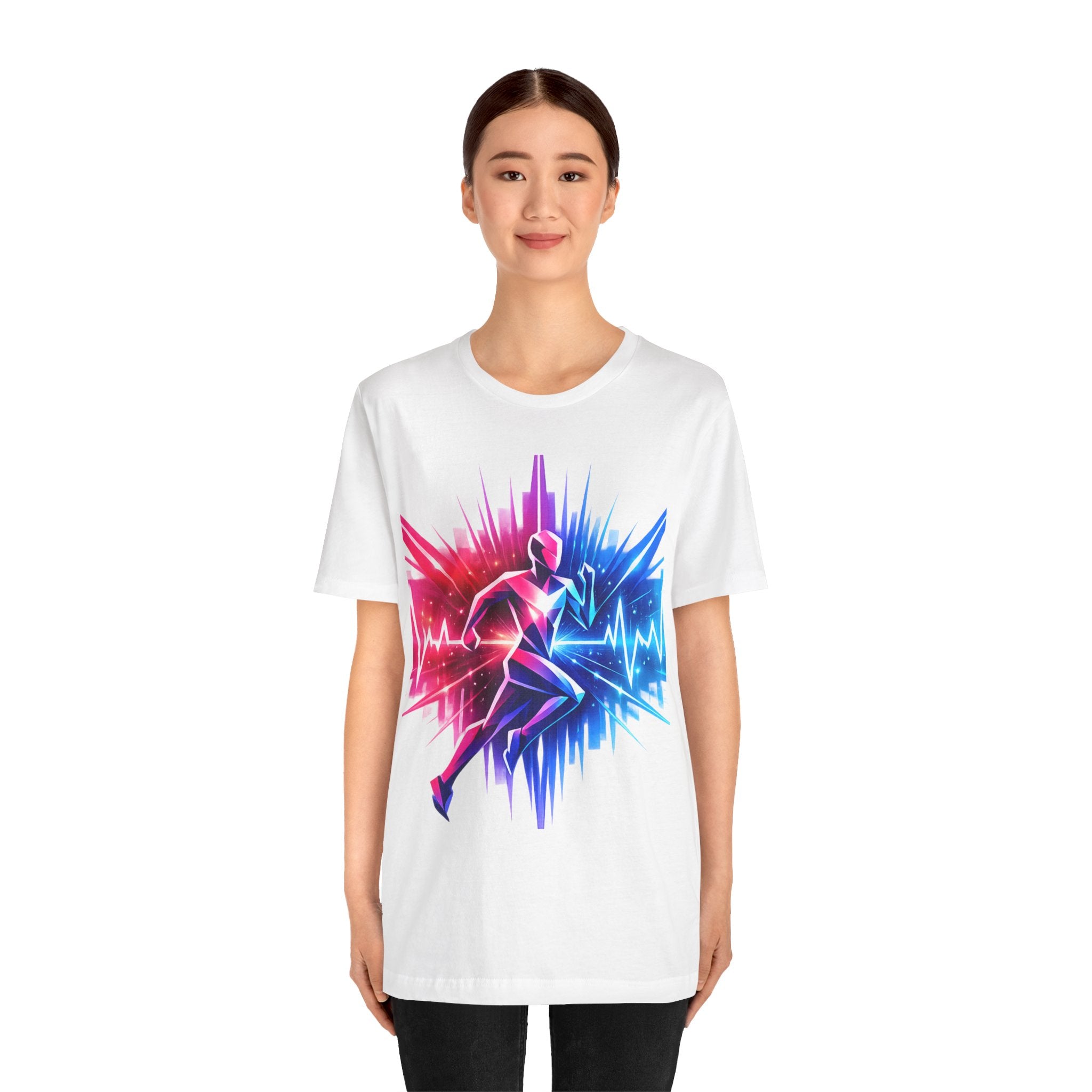 Power Runs Black PRB Running Pulse Graphic Tee — Neon Runner Heartbeat Sports T‑Shirt by Power Runs Black