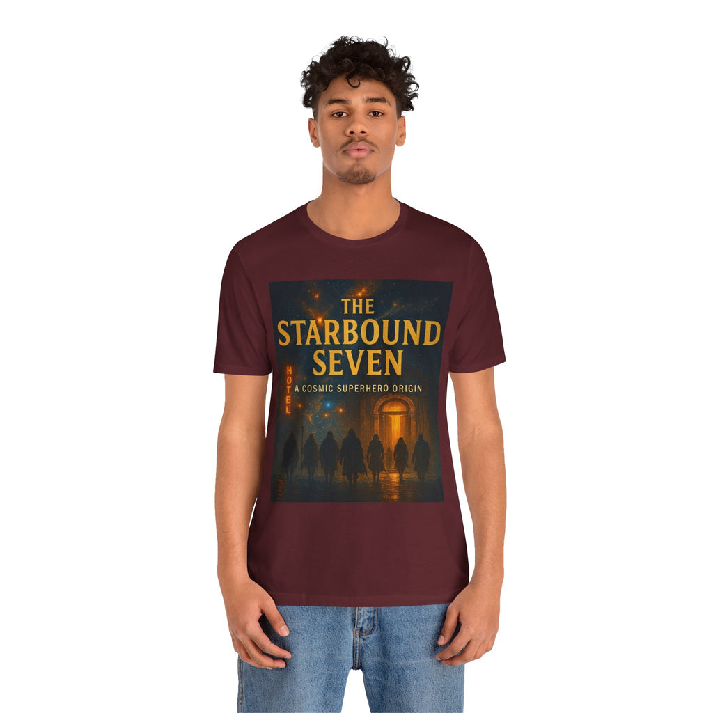 Power Runs Black PRB The Starbound Seven Tee – Retro Cosmic Superhero Poster Shirt by Power Runs Black