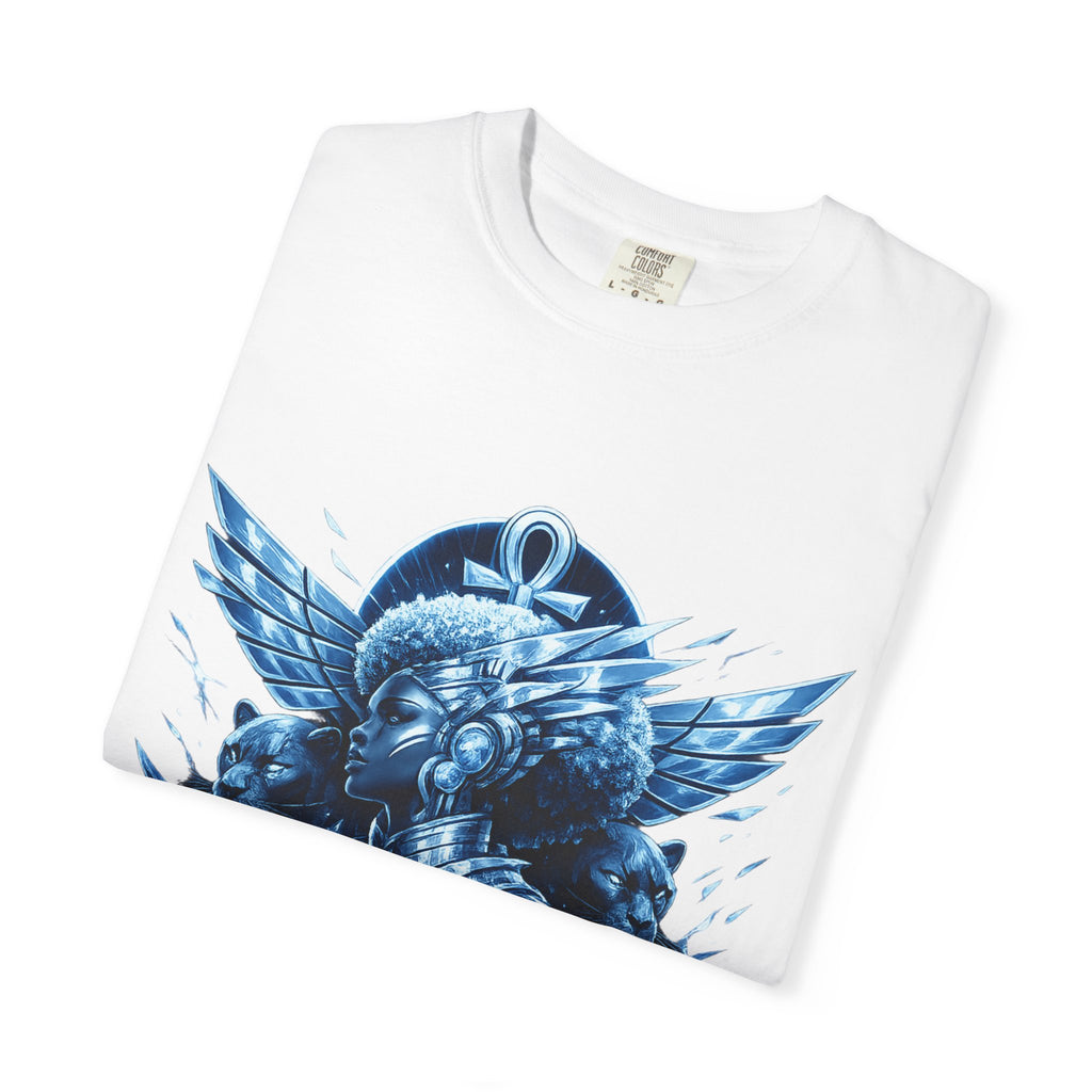 Power of Black Graphic T-Shirt — Egyptian Ankh Warrior Design by Power Runs Black