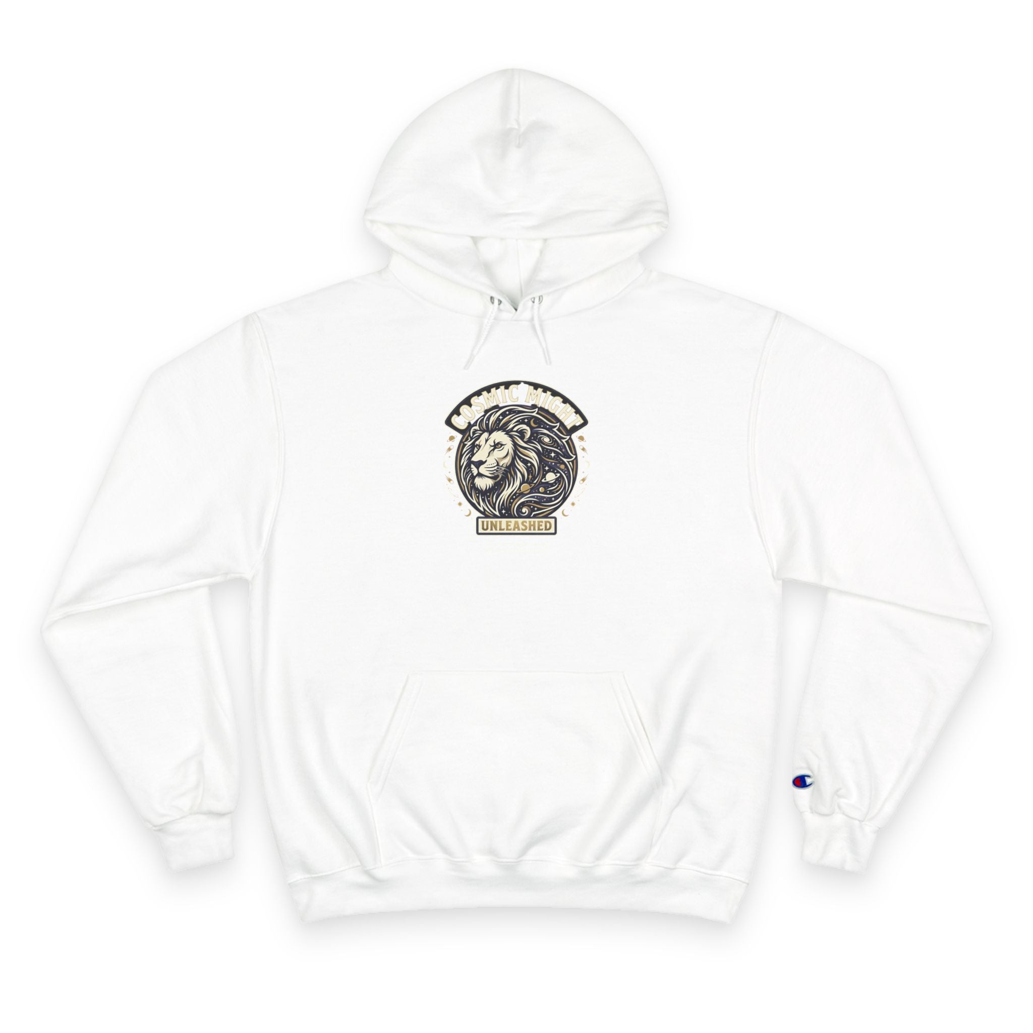 PRB Starforged Flex Cosmic Might Unleashed Lion Crest Hoodie — 'Unleashed' Athletic Champion Graphic Hoodie by Power Runs Black