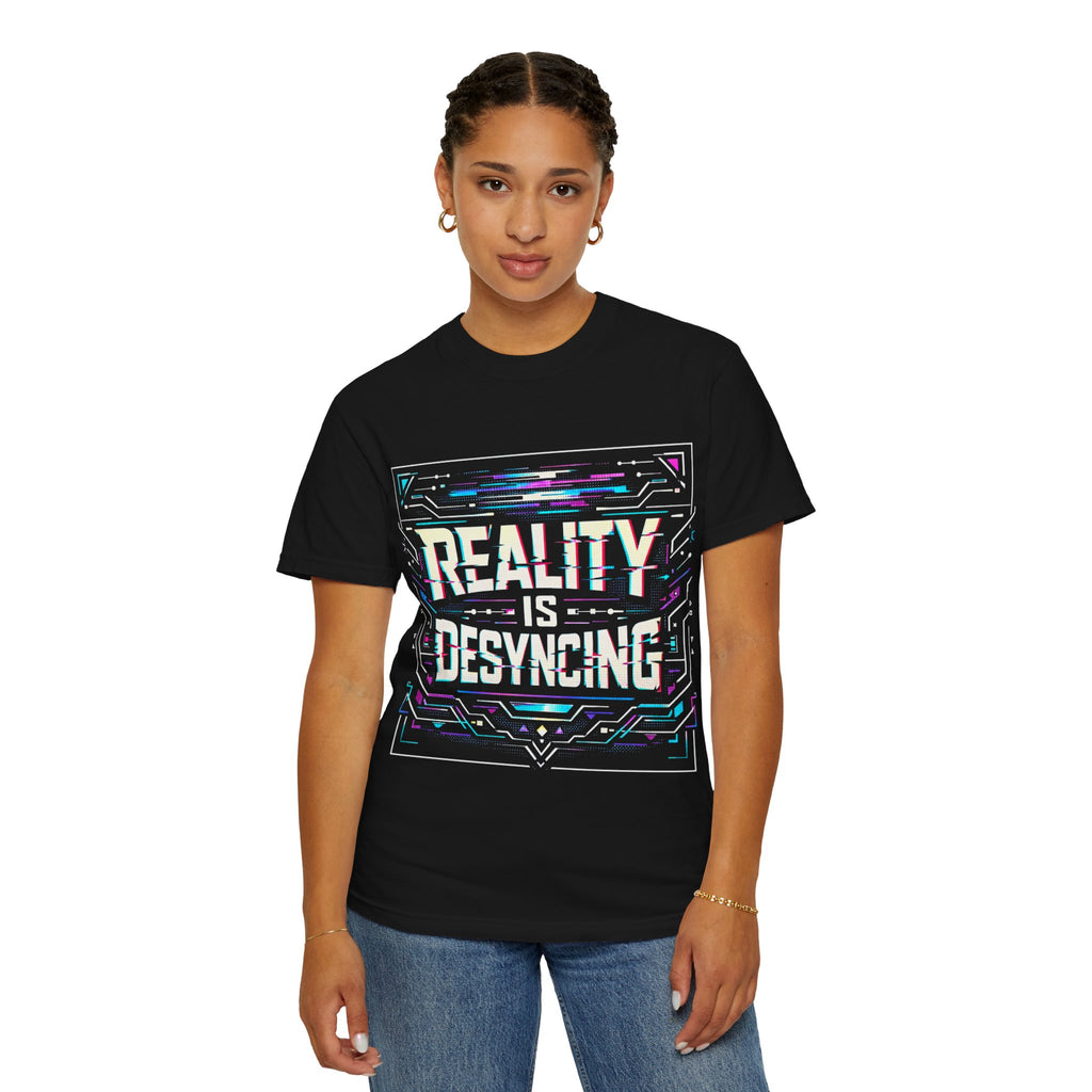 Power Runs Black PRB Glitchy Pastel "Reality Is Desyncing" T-Shirt by Printify