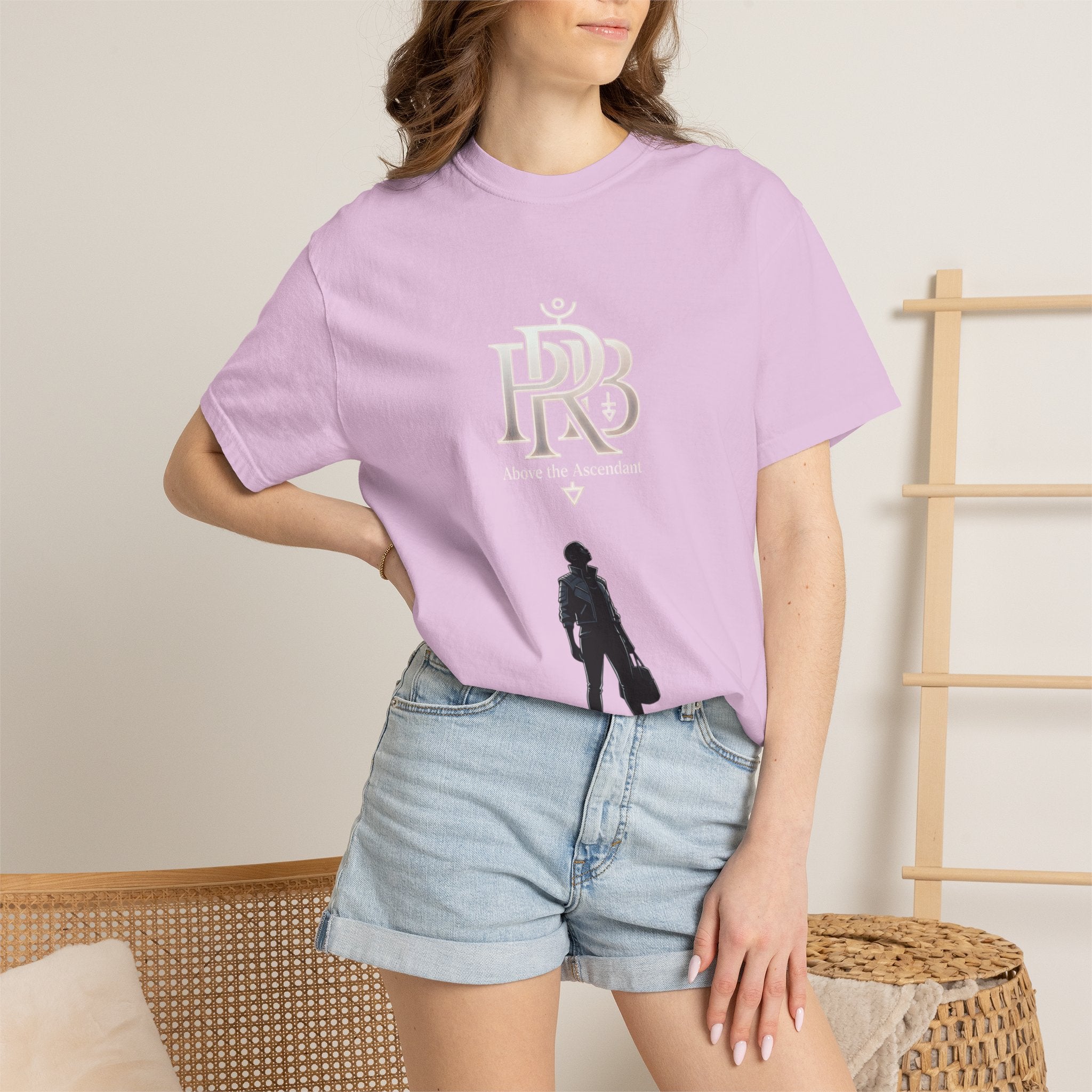 Printify Silhouette Logo T‑Shirt — Minimalist Dressed Figure & PRD Monogram - T-Shirt