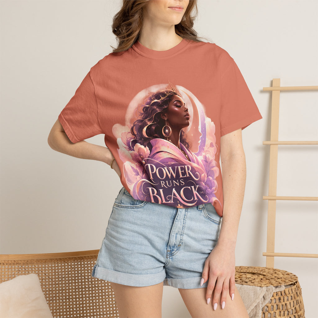 Power Runs Black graphic tee | Black woman portrait, Afro empowerment shirt by Power Runs Black