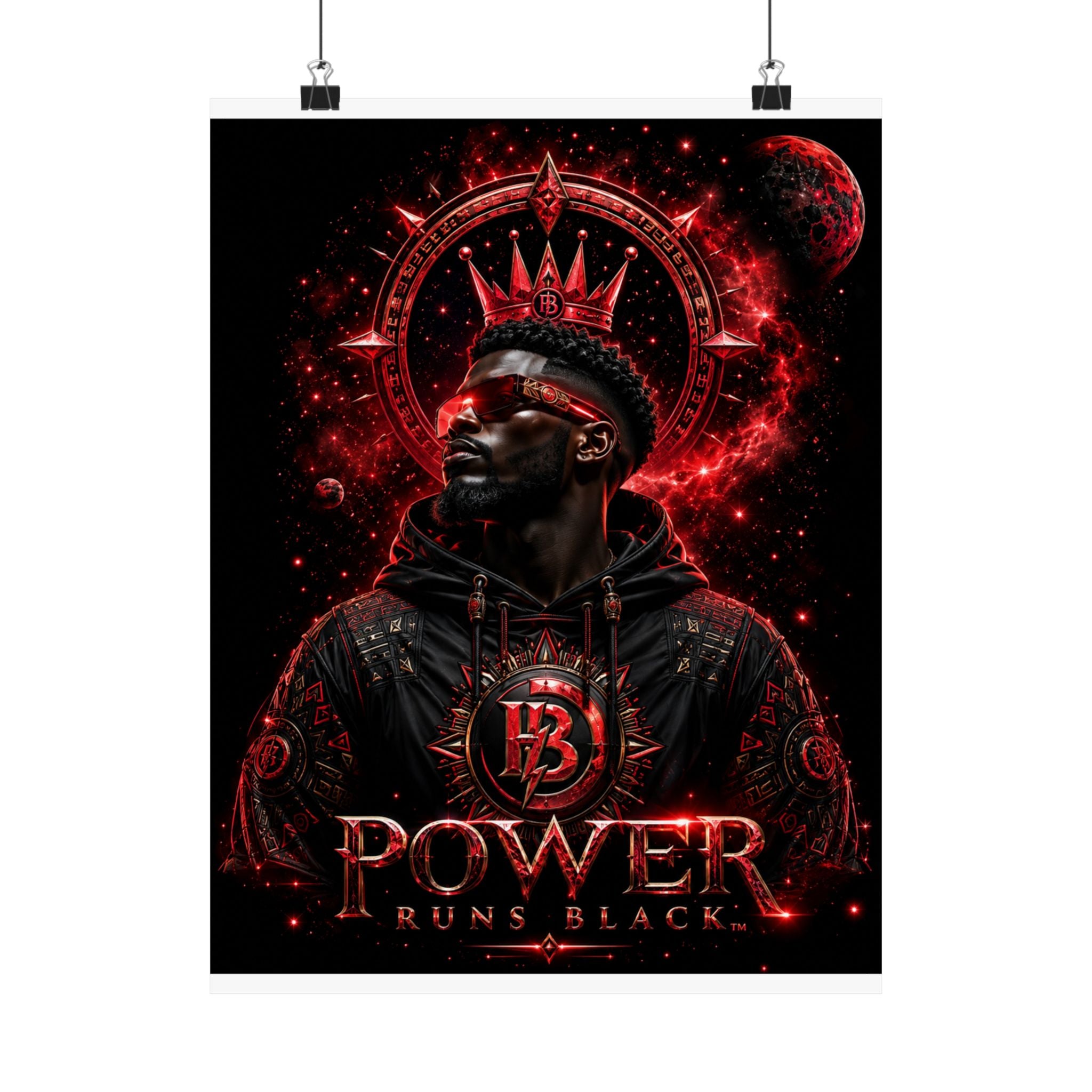 Power Runs Black Matte Poster — Afrocentric King Portrait (Vertical) by Power Runs Black