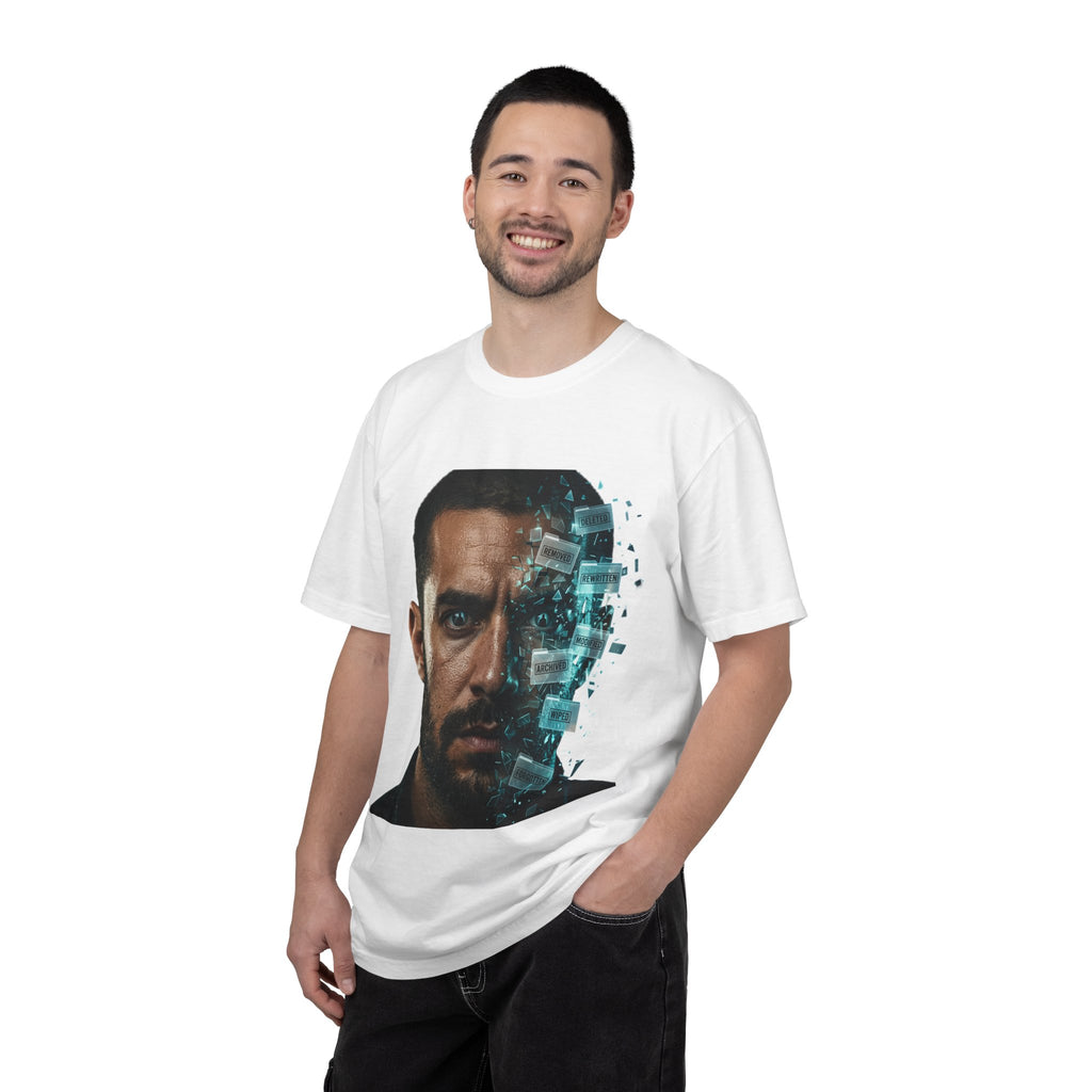 Syndication Loop Cyberpunk Portrait Tee — Tech-Noir Graphic T-Shirt | Power Runs Black by Printify
