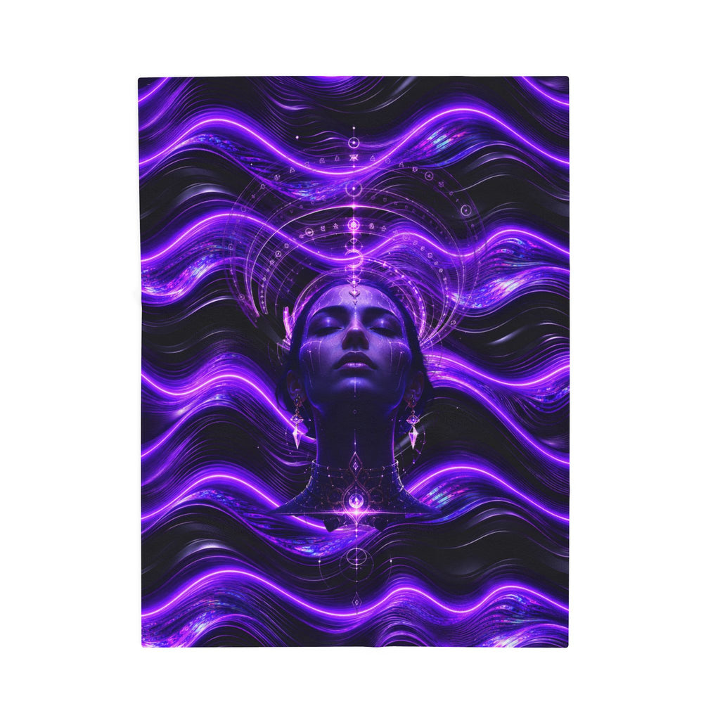 Power Runs Black Mystic Violet Aura Velveteen Plush Blanket by Power Runs Black