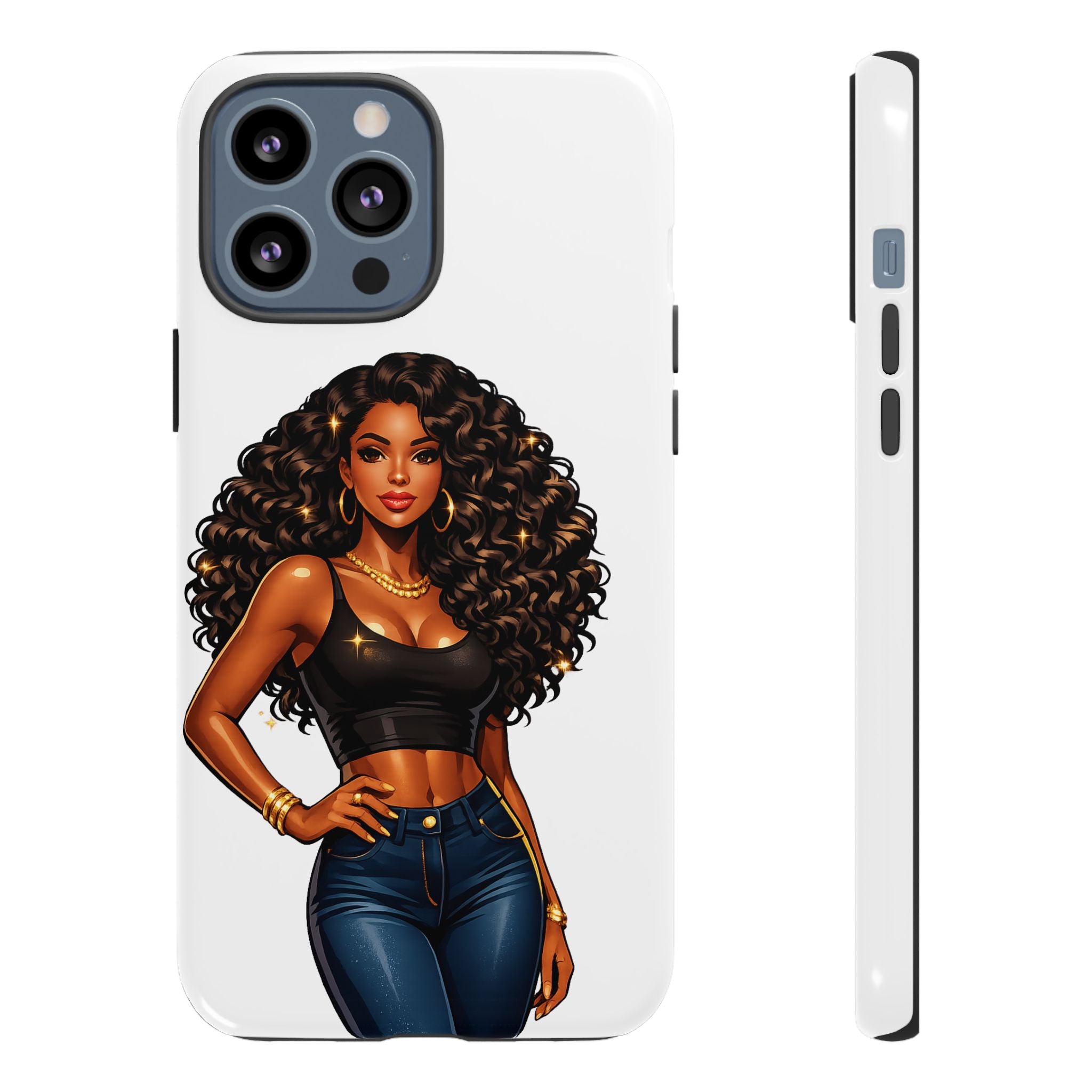 Pretty Rich Bitch by PRB Curly Hair Phone Case by Power Runs Black