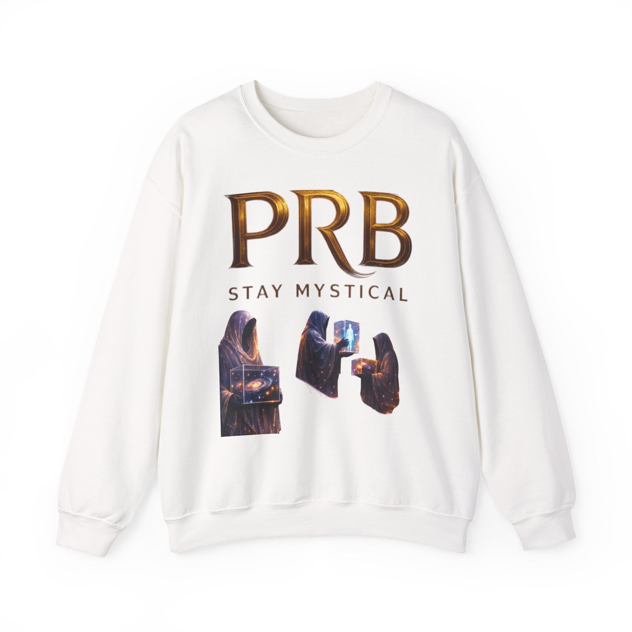 PRB Mystic Library Crewneck Sweatshirt — Cosmic Wizardry Art by Power Runs Black
