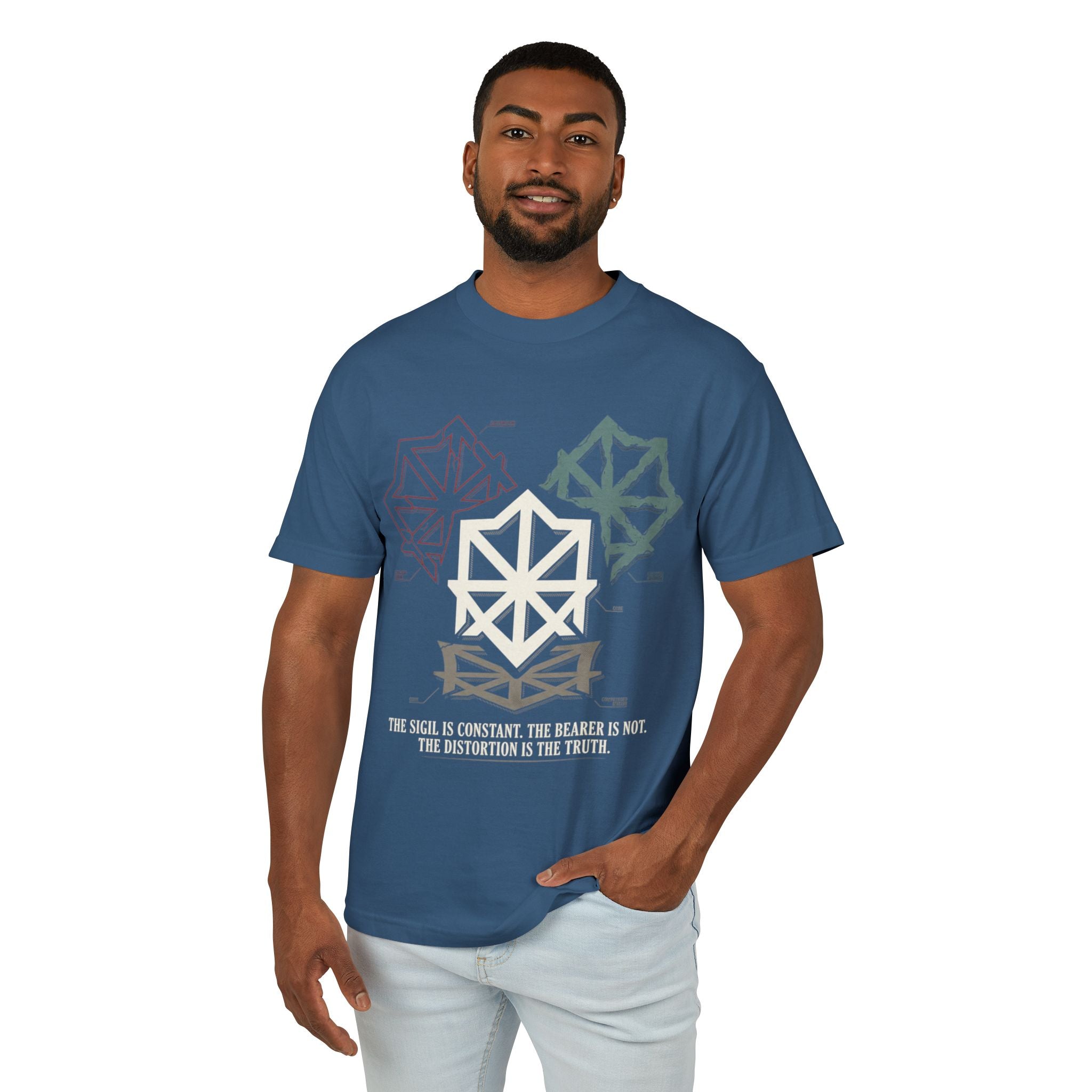 Power Runs Black PRB Abstract Geometric Logo Tee — Vintage Garment-Dyed Graphic T-Shirt by Power Runs Black