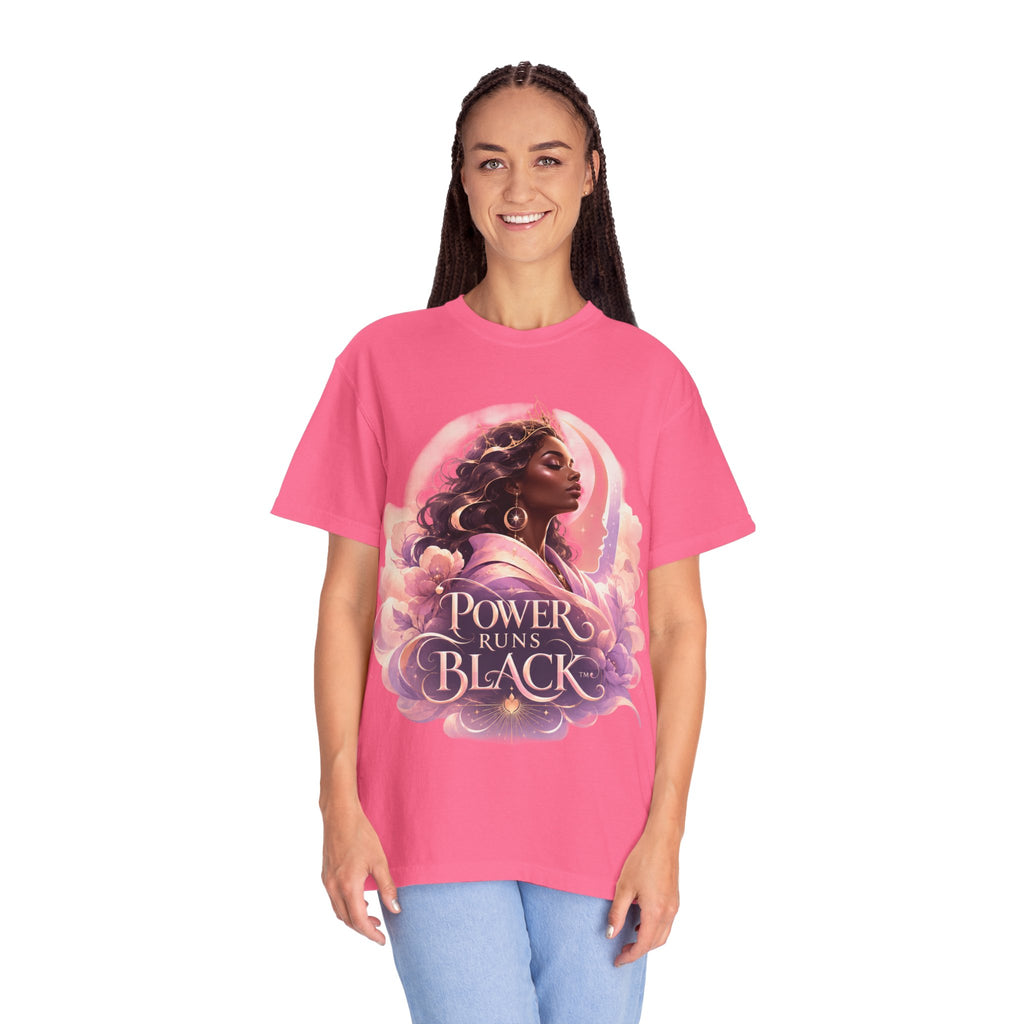 Power Runs Black graphic tee | Black woman portrait, Afro empowerment shirt by Power Runs Black