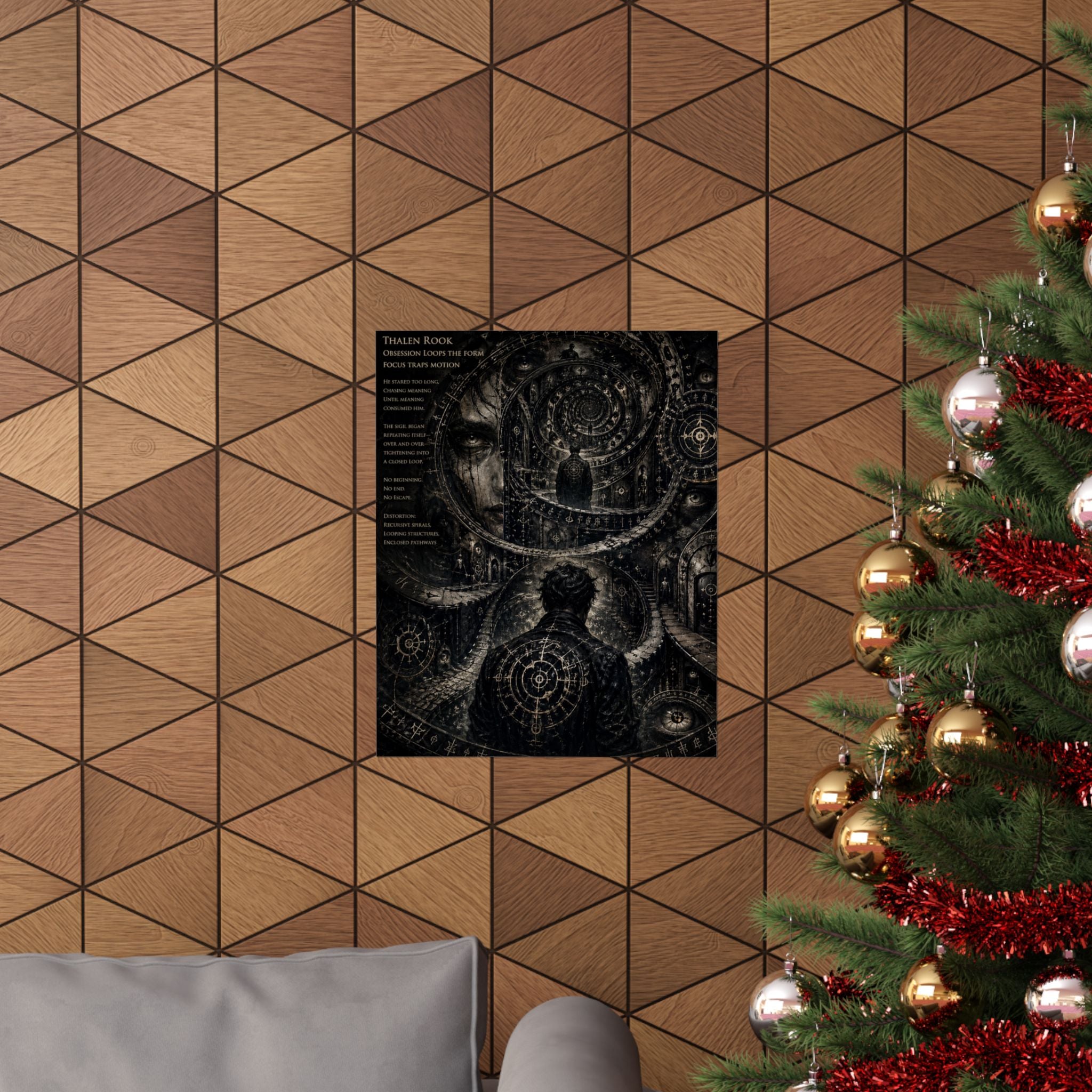 Power Runs Black Dark Surreal Poster — Spiral Dreamscape Matte Vertical Art Print by Power Runs Black