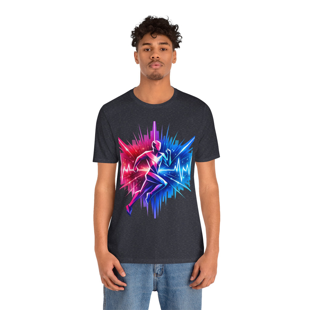 Power Runs Black PRB Running Pulse Graphic Tee — Neon Runner Heartbeat Sports T‑Shirt by Power Runs Black