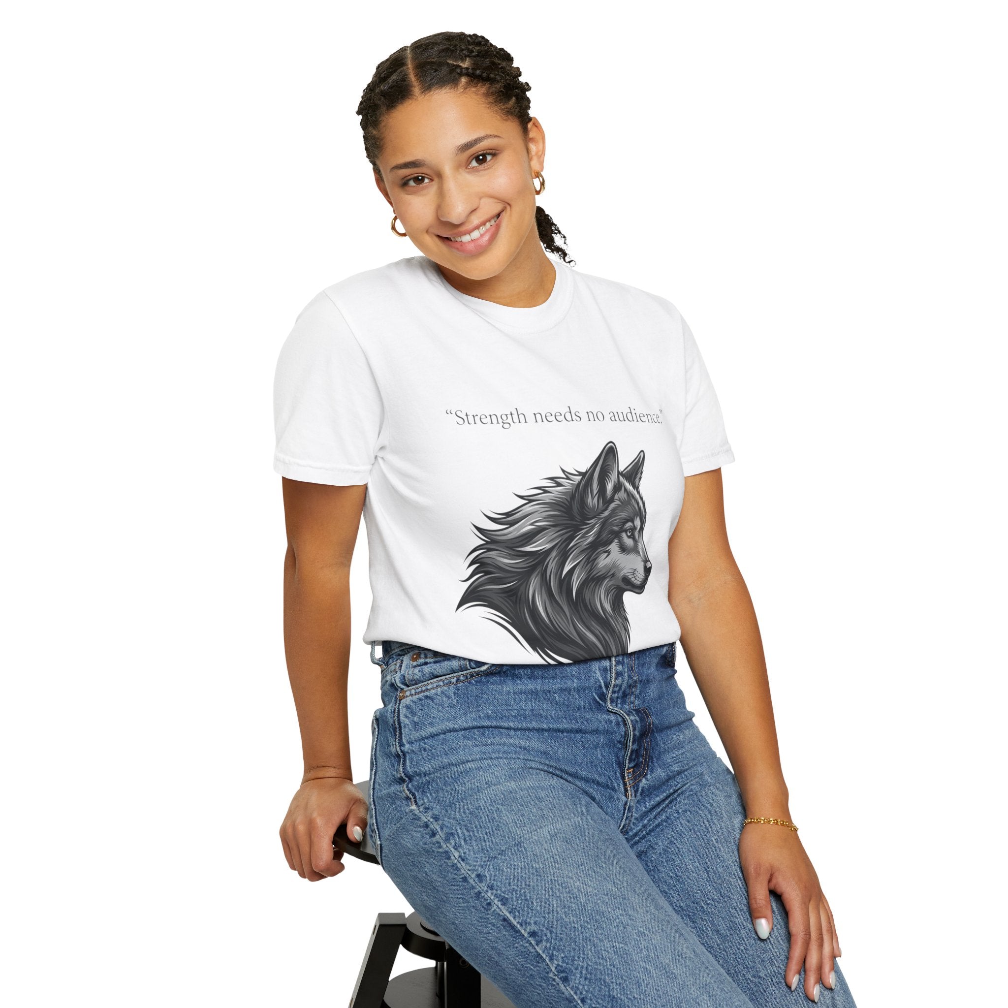 PRB Wolf Head T-Shirt — "Strength needs no audience" Inspirational Graphic Tee by Printify