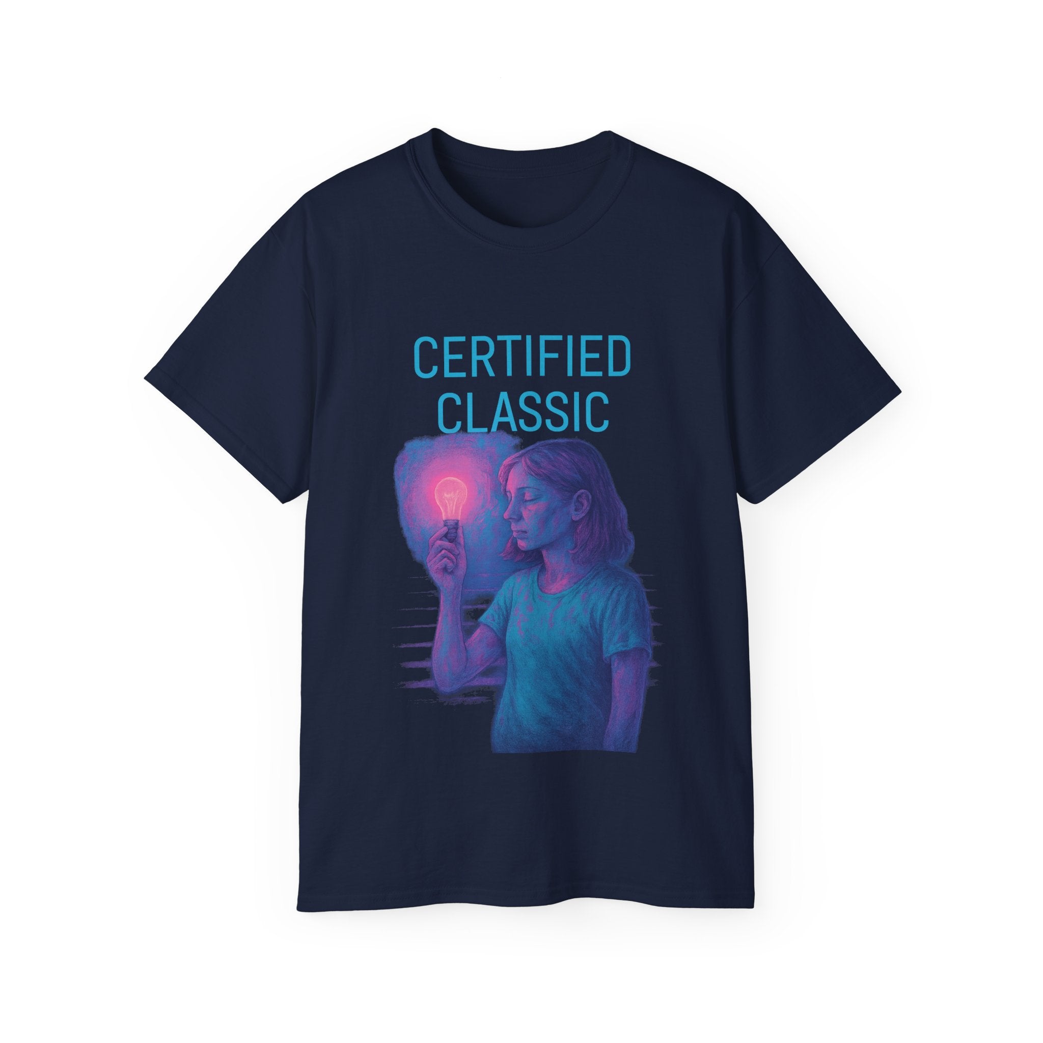 PRB Certified Classic portrait tee | Retro portrait holding light by Power Runs Black