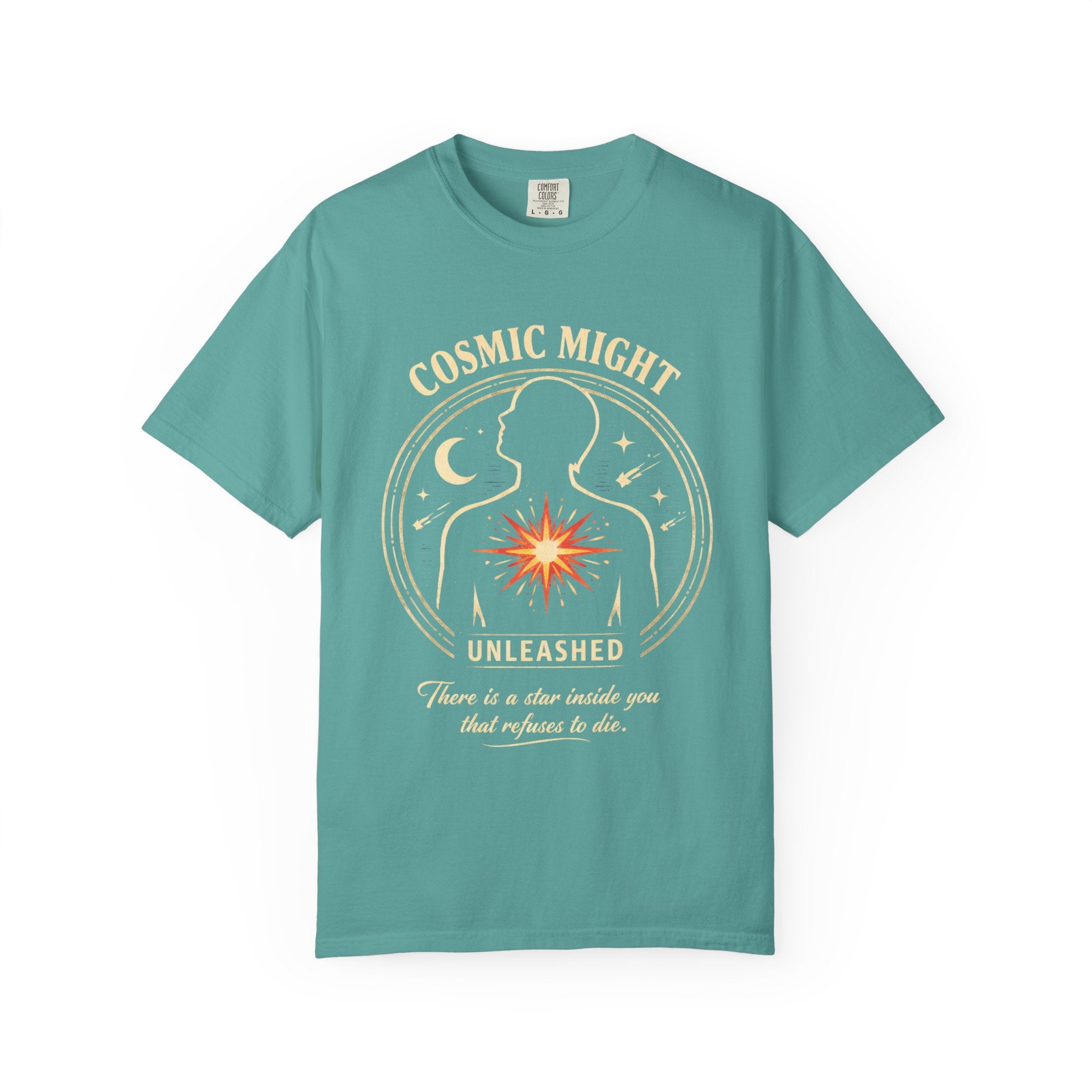 PRB Starforged Flex Cosmic Might T-Shirt — "Unleashed" Astral Heart Graphic Tee by Power Runs Black