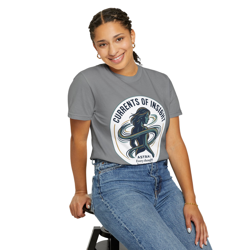 Power Runs Black Currents of Insight T-Shirt — 'Astra: Every thought leaves a trail' Graphic Tee by Power Runs Black