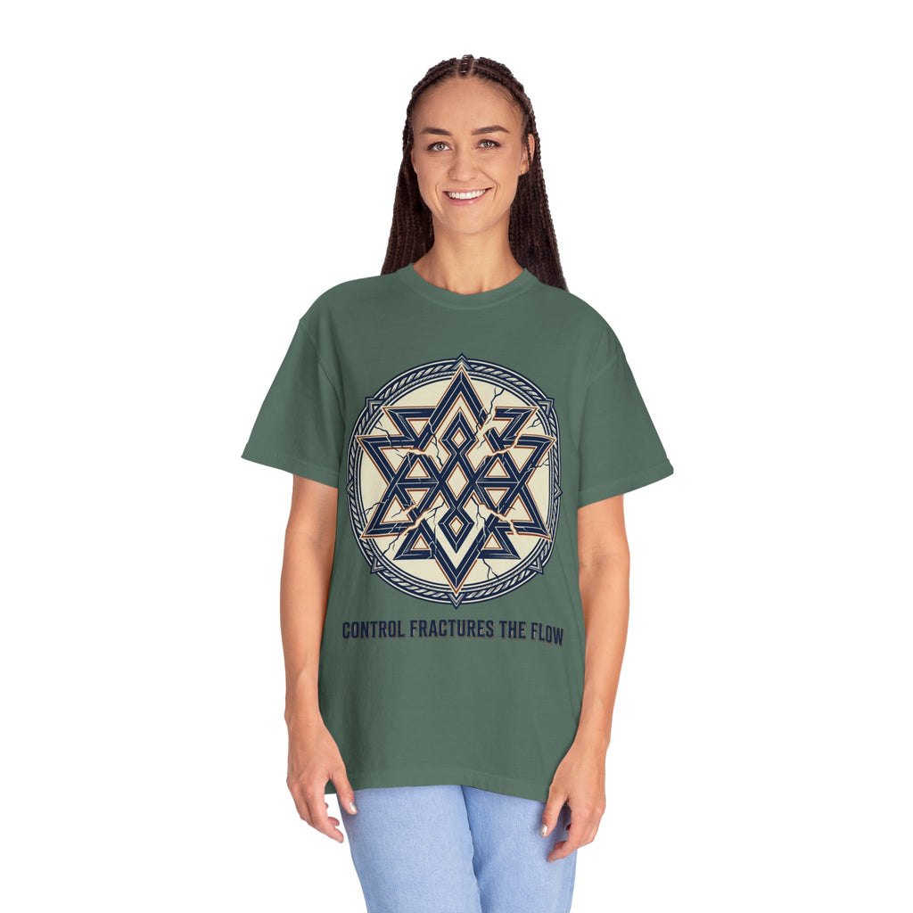 Power Runs Black PRB Geometric Star Mandala T-Shirt — "Control Fractures the Flow" Graphic Tee by Power Runs Black