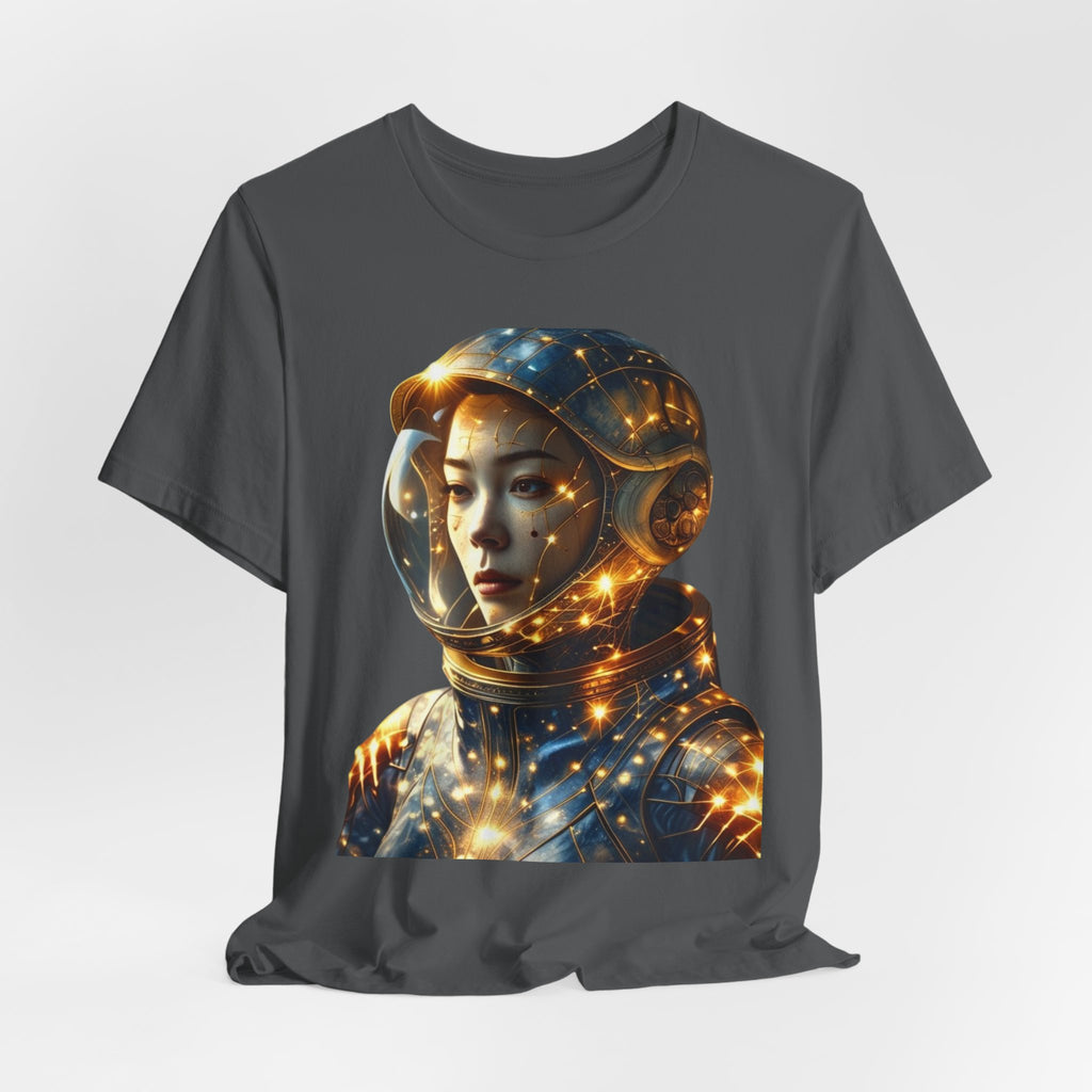 PRB Astronaut Portrait Tee — Starry Cosmic Helmet Graphic T-Shirt by Power Runs Black